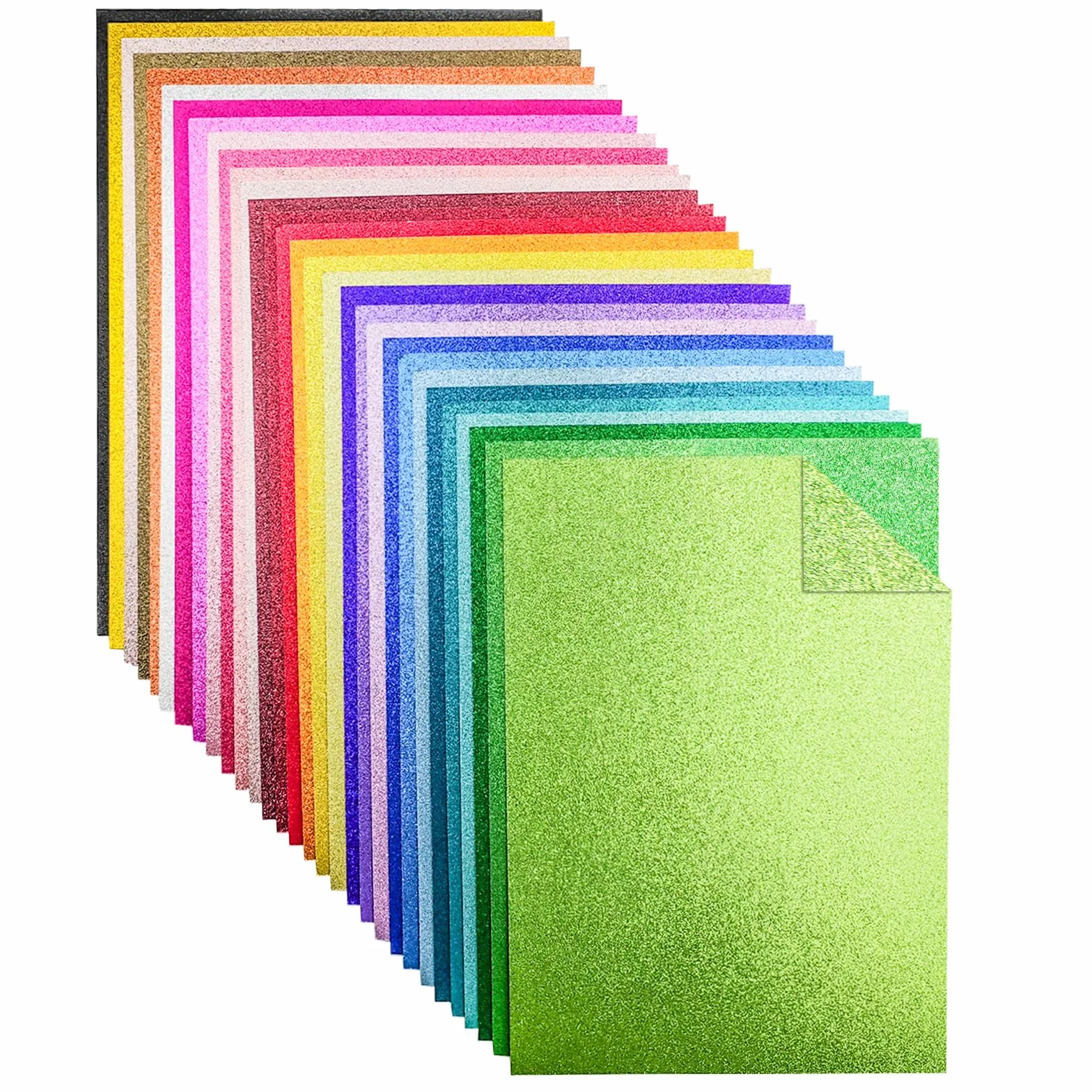 30 arkuszy – dwustronny papier brokatowy do majsterkowania, kolorowy, błyszczący papier A4 – 30 kolorów 250 g/m², kolorowy papier do majsterkowania i tworzenia