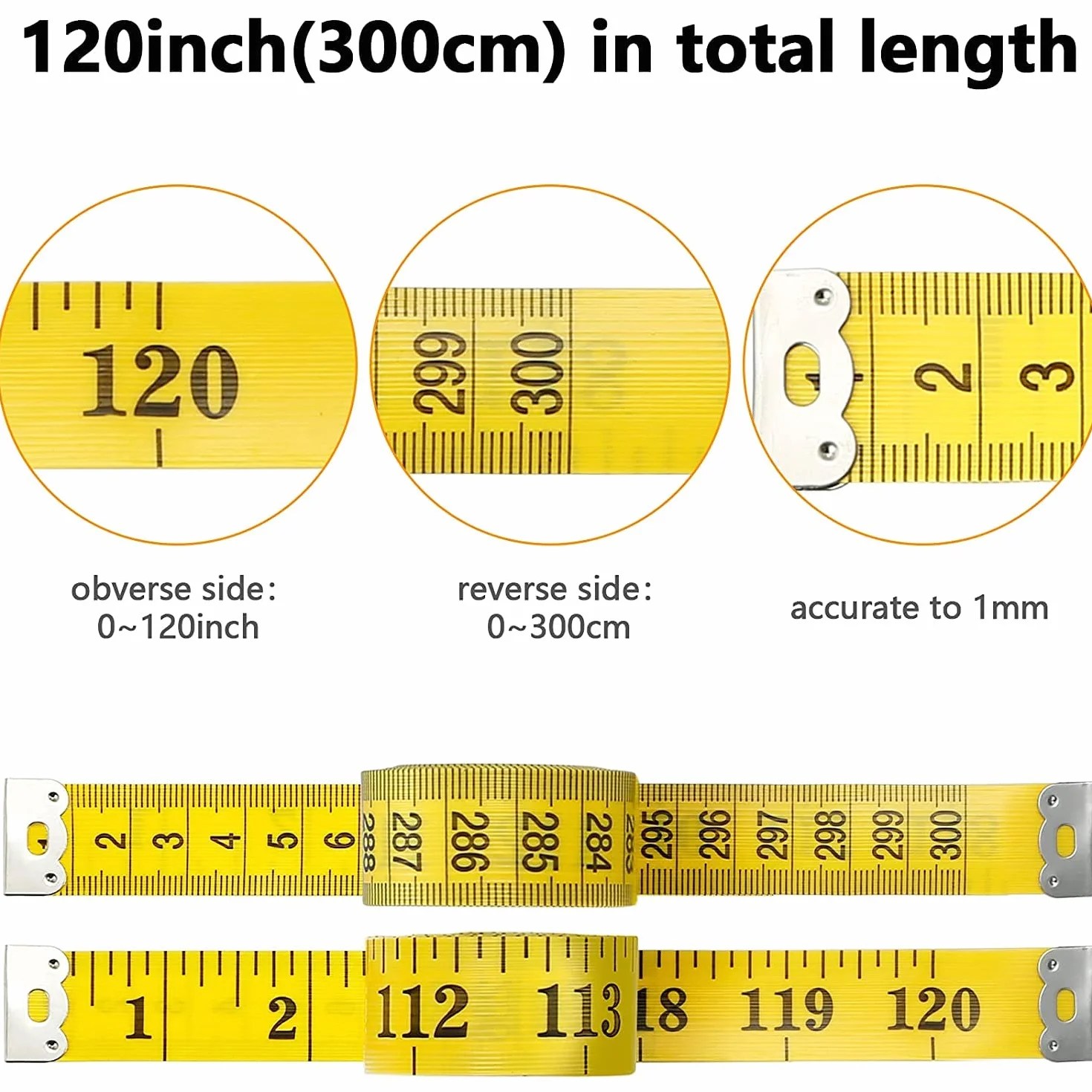 WINTAPE 300 cm taśma miernicza/taśma miernicza do ciała/taśma miernicza/ciało (żółta)