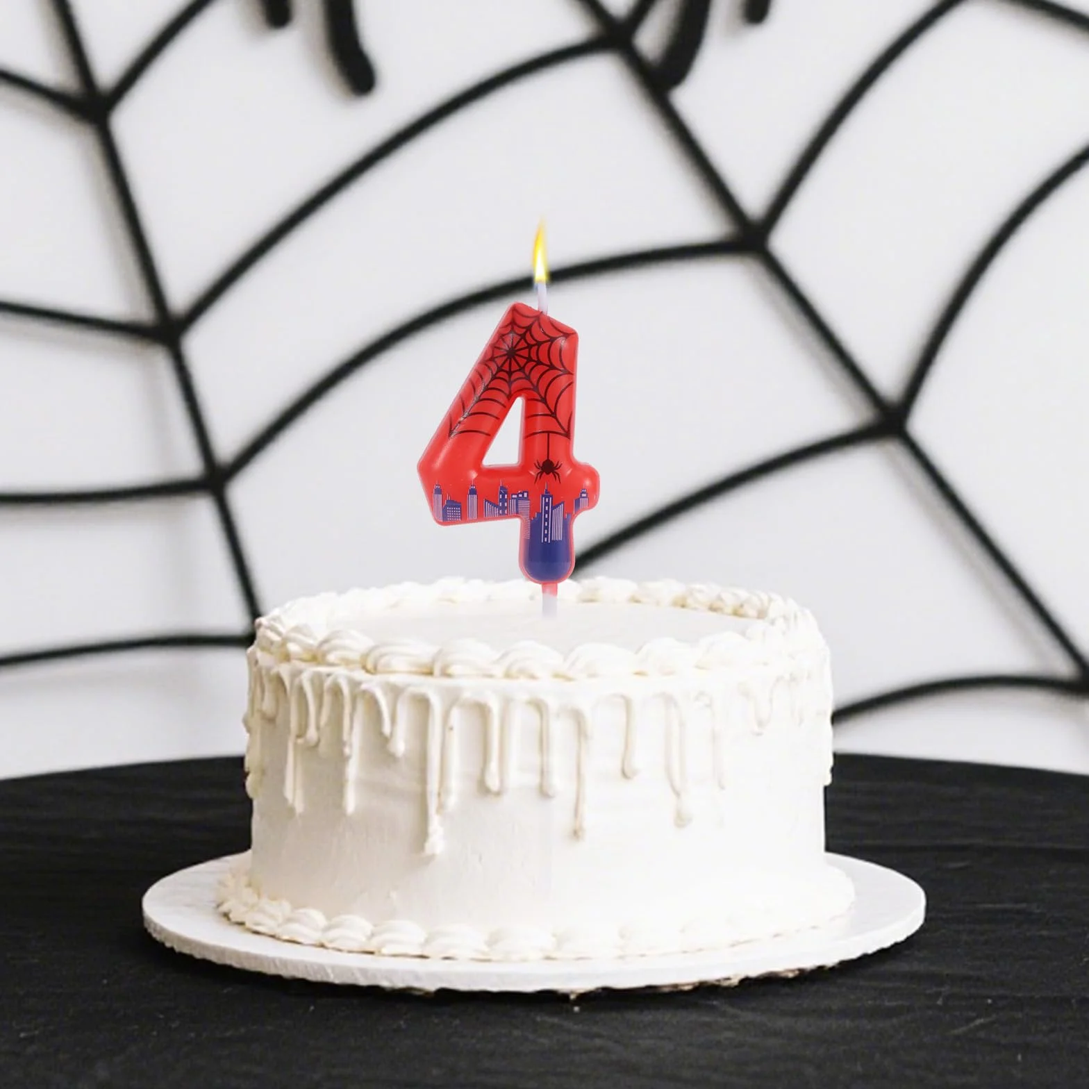Swieca Urodzinowa Spider Number, Woskowa Swieca Numerowa Spider Web Dekoracja Tort na Przyjecie Urodzinowe Artykuly na Impreze Tematyczna (4)