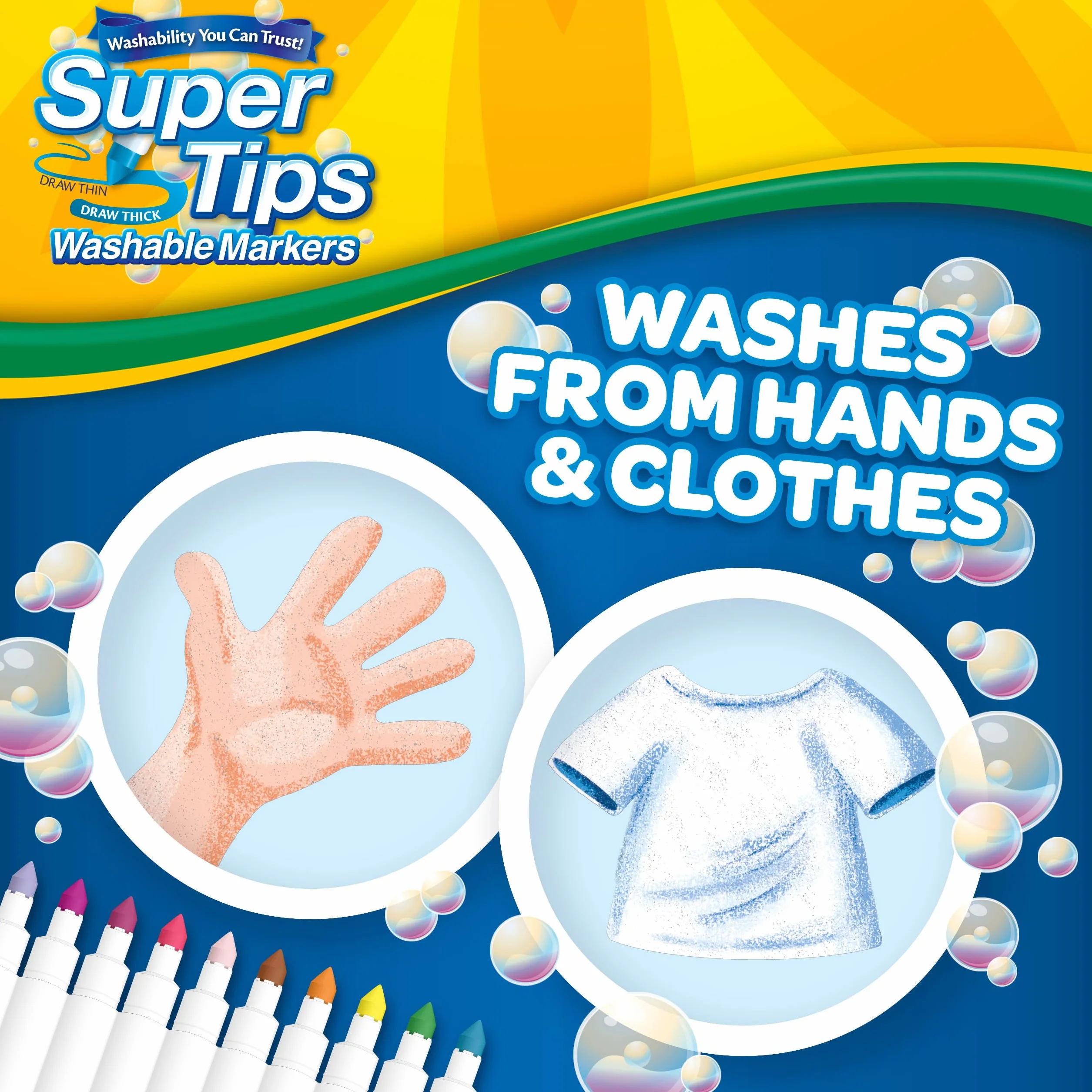 Crayola SuperTips – Zmywalne markery z końcówką stożkową do rysowania i letteringu