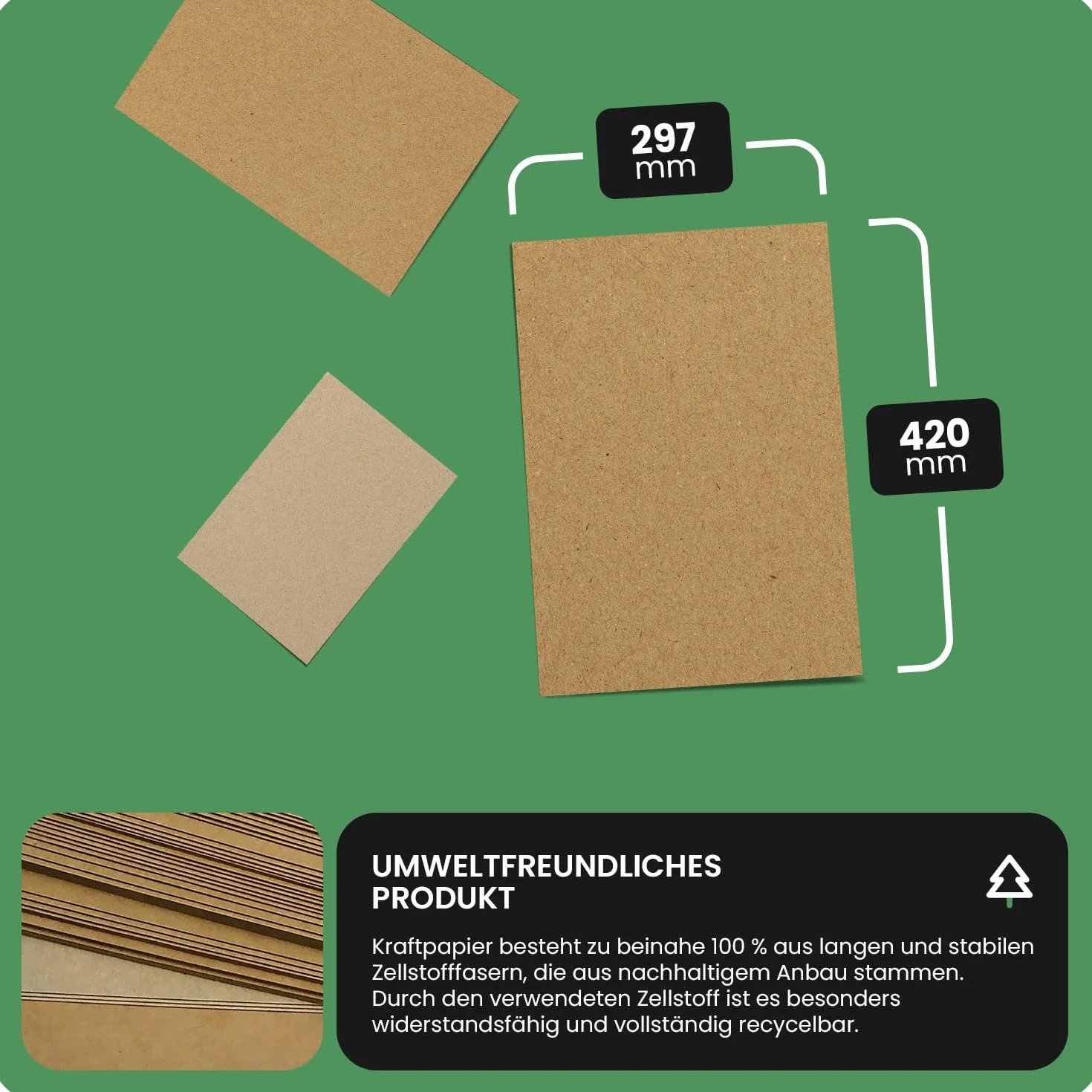 Netuno 50 x papier typu kraft, 225 g, DIN A3, 297 x 420 mm, Aster Kraft brązowy karton do majsterkowania A3, vintage, naturalny karton, brązowy, gruby papier typu kraft, arkusz a3, karton typu kraft,