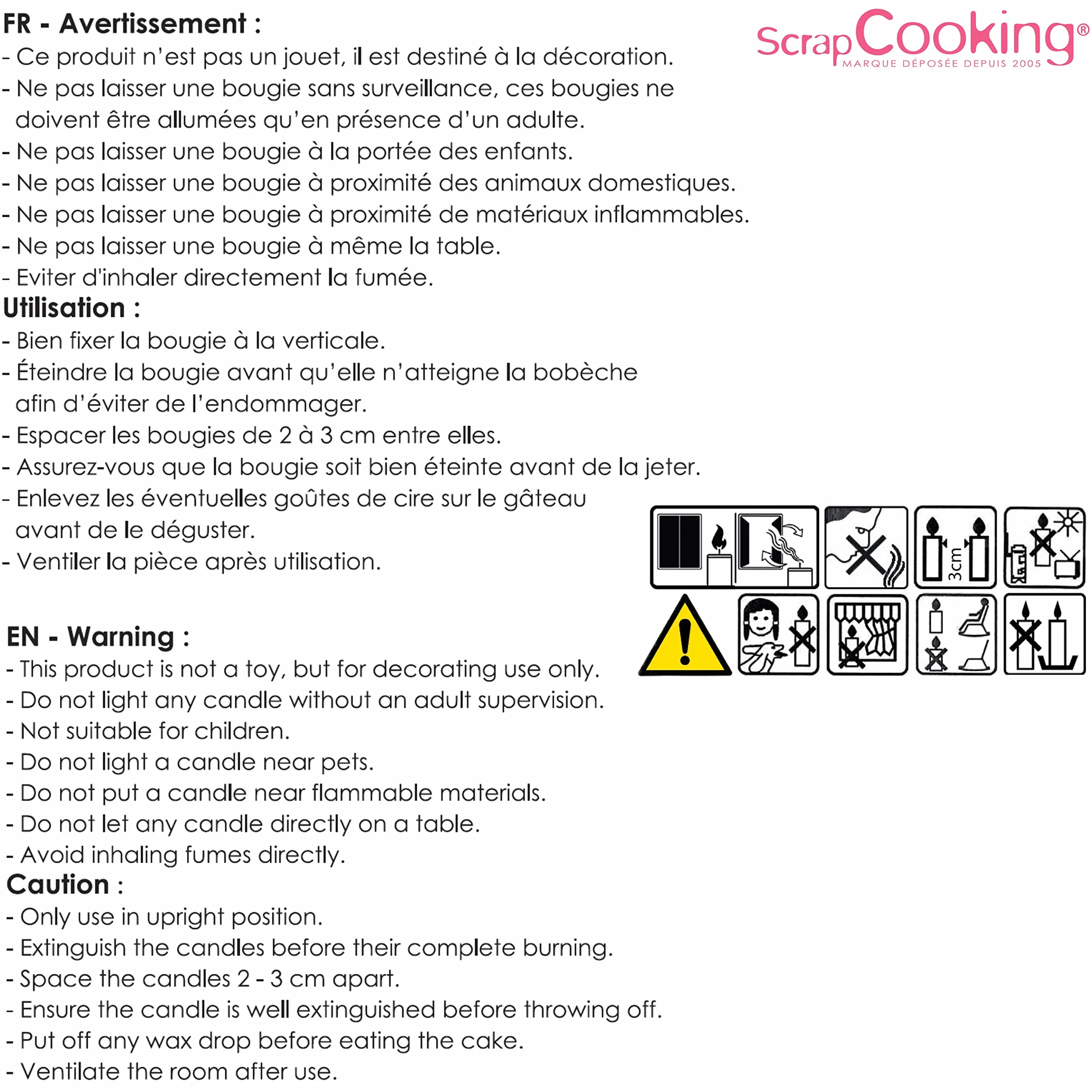 ScrapCooking - Zestaw złotych świec 1, 2, 3, Dekoracja drewna Parafina Ciasto - Akcesoria urodzinowe na przyjęcie ciasto - 5002