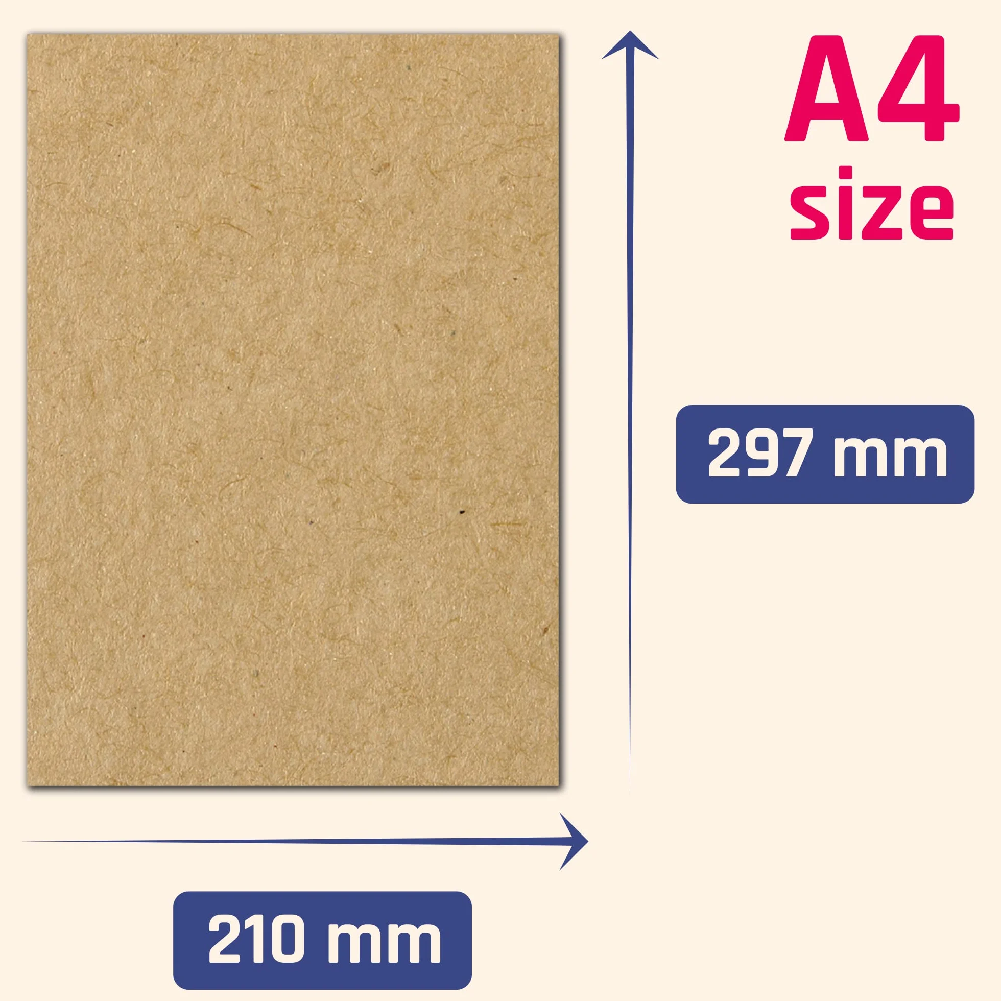 50 Arkuszy, 200 g/m² - Brązowy Papier Karton Kraft Kraftowy Pakowy Karta A4