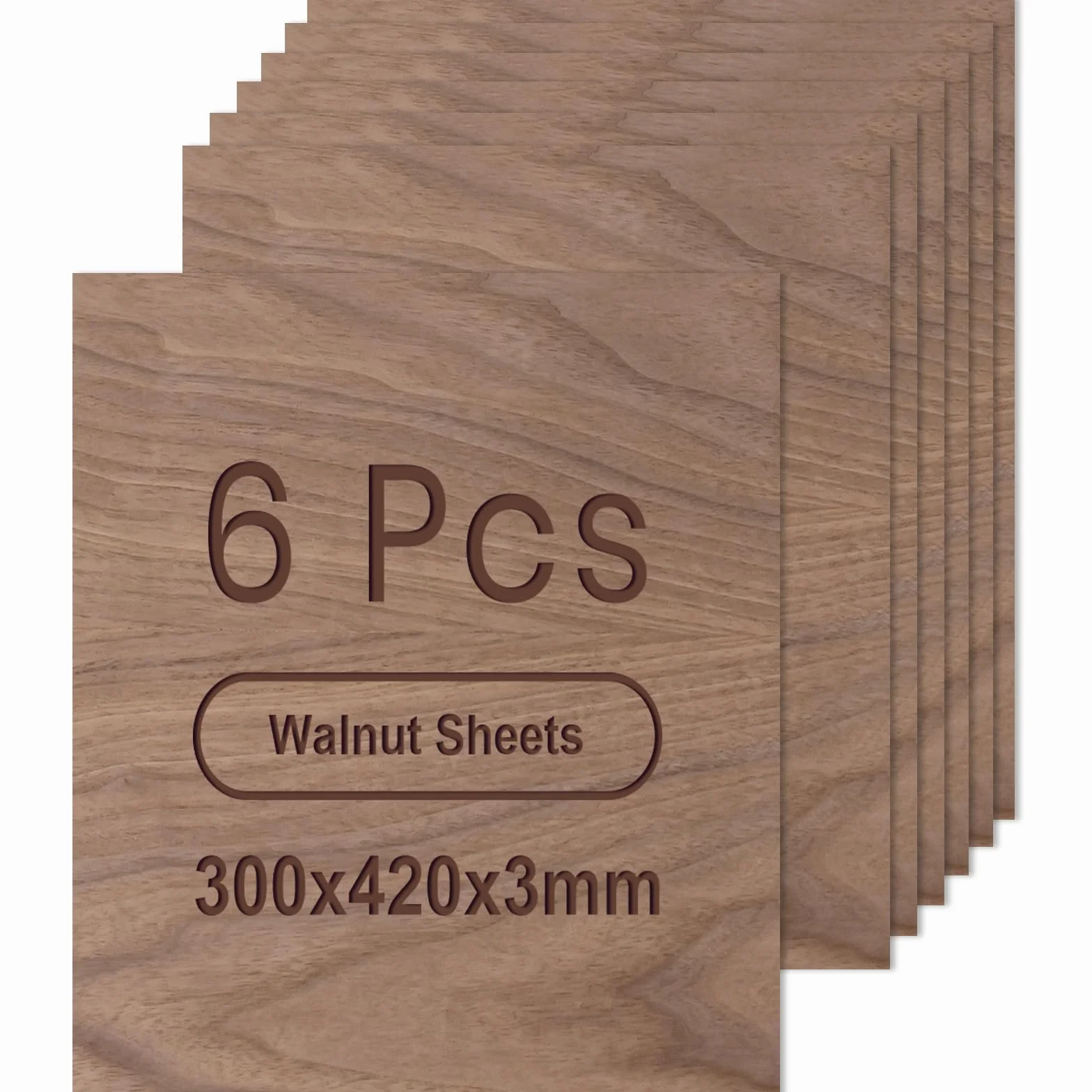 ROWOOD Arkusze sklejki orzechowej, 6 szt., 420 x 300 x 3 mm, materiały do grawerowania laserowego A3, płyta ze sklejki, do modelarstwa, DIY, drewniane rękodzieło, idealne do laserowego cięcia drewna,