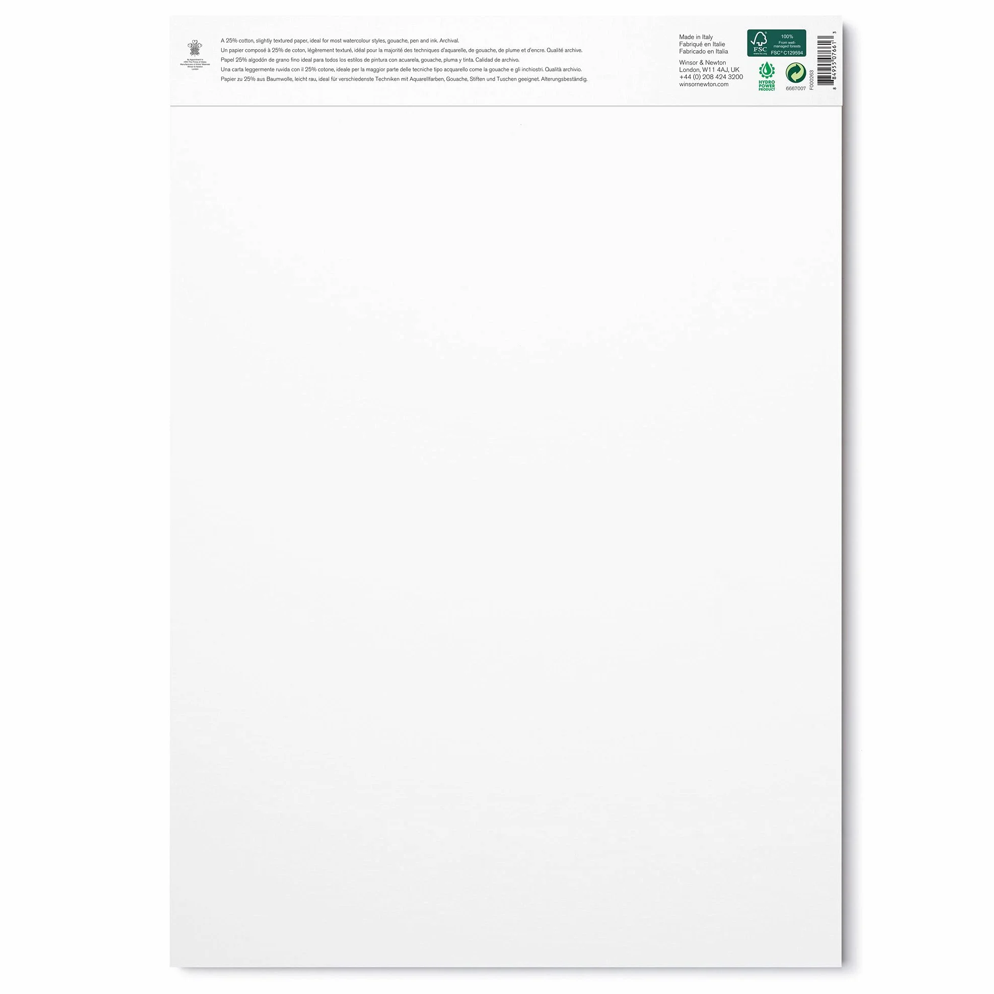 Winsor & Newton Papier Akwarelowy, Papier, Biały, 12 arkuszy A3, 300 g/m²