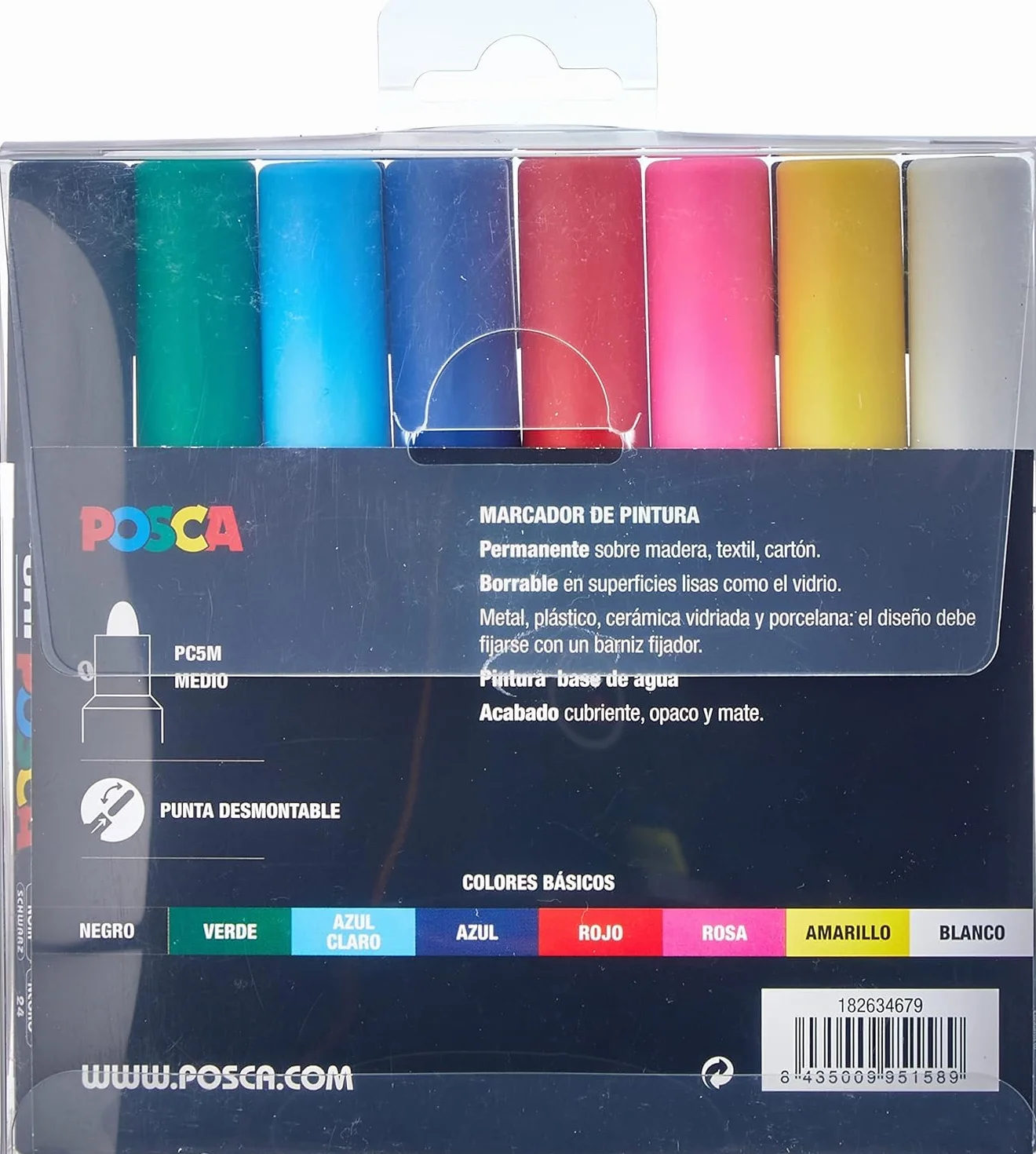 Posca Unipc5M/8C Basicud Pisak, Wielokolorowy, 8 Sztuk