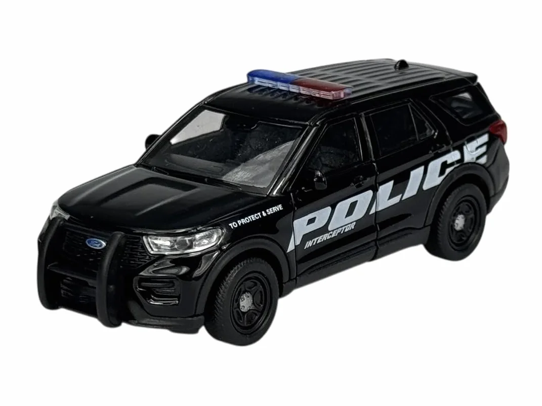 Welly model samochodu, kompatybilny z Ford Explorer Policja 2023, czarny, ok. 1/34-1/39, metalowy model samochodu, odlew w skrzynce