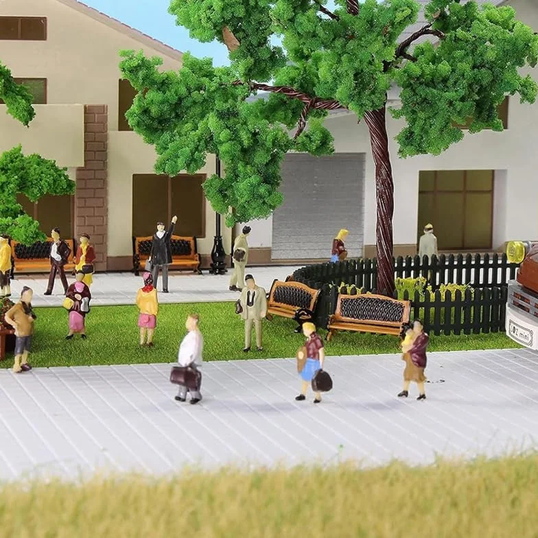 Wekuw 60 sztuk miniaturowy zestaw postaci kolorowe figurki model w różnych pozach figurki ludzie w skali 1:87 Mini model pociągów architektonicznych, do miniaturowych scen