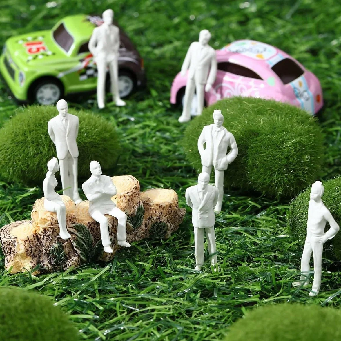 Kiuiom Niepomalowane figurki, 1: 100 białych osób, miniaturowe figurki modele 100 sztuk miniaturowe figurki architektoniczne do stołu z piaskiem DIY dekoracja miniaturowe sceny