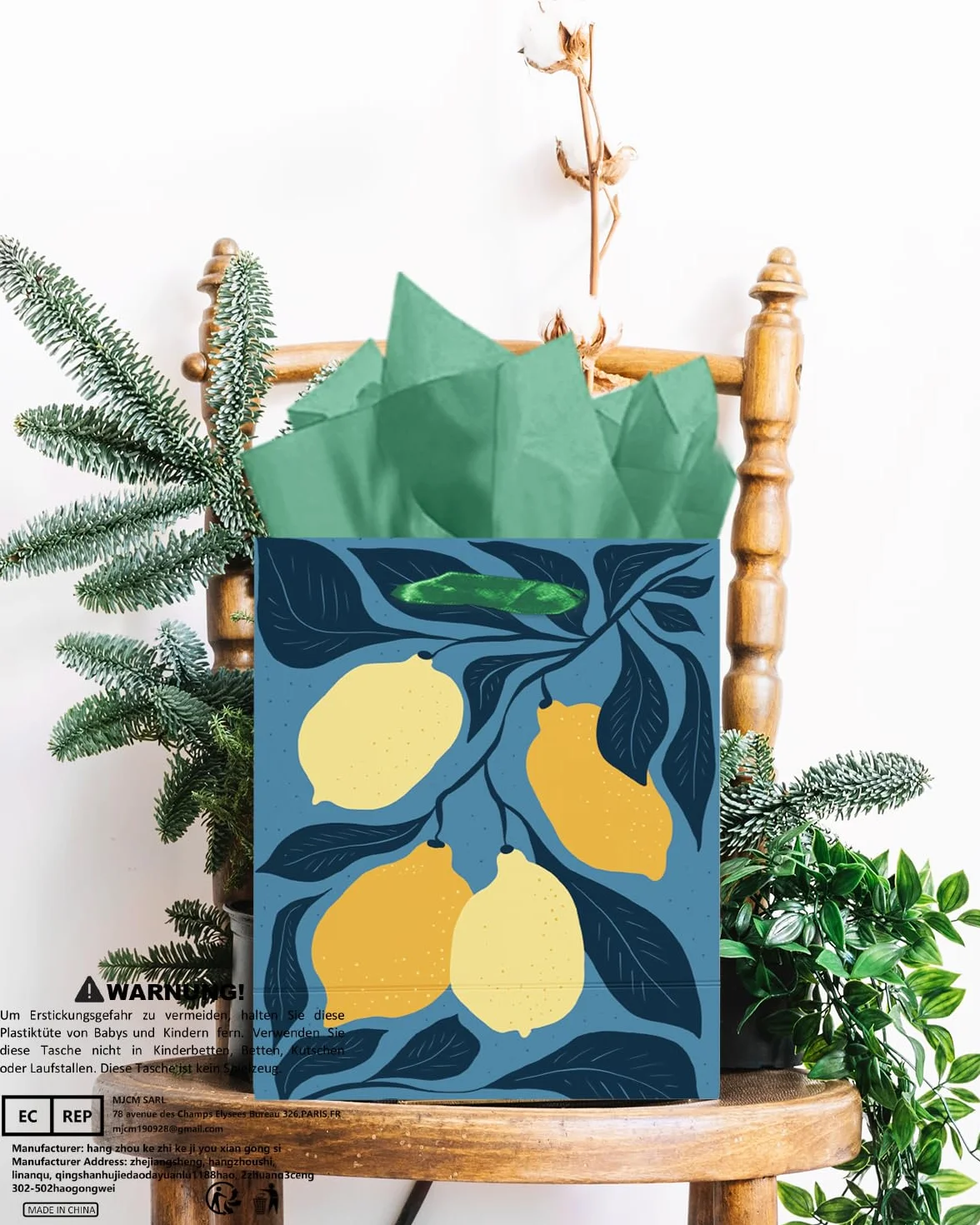 qiqee Clash Flowers papierowe worki prezentowe z uchwytami z bibuły 12 sztuk 6,1 x 12 x 16 cm małe (12 worków + 24 sztuk bibuły)