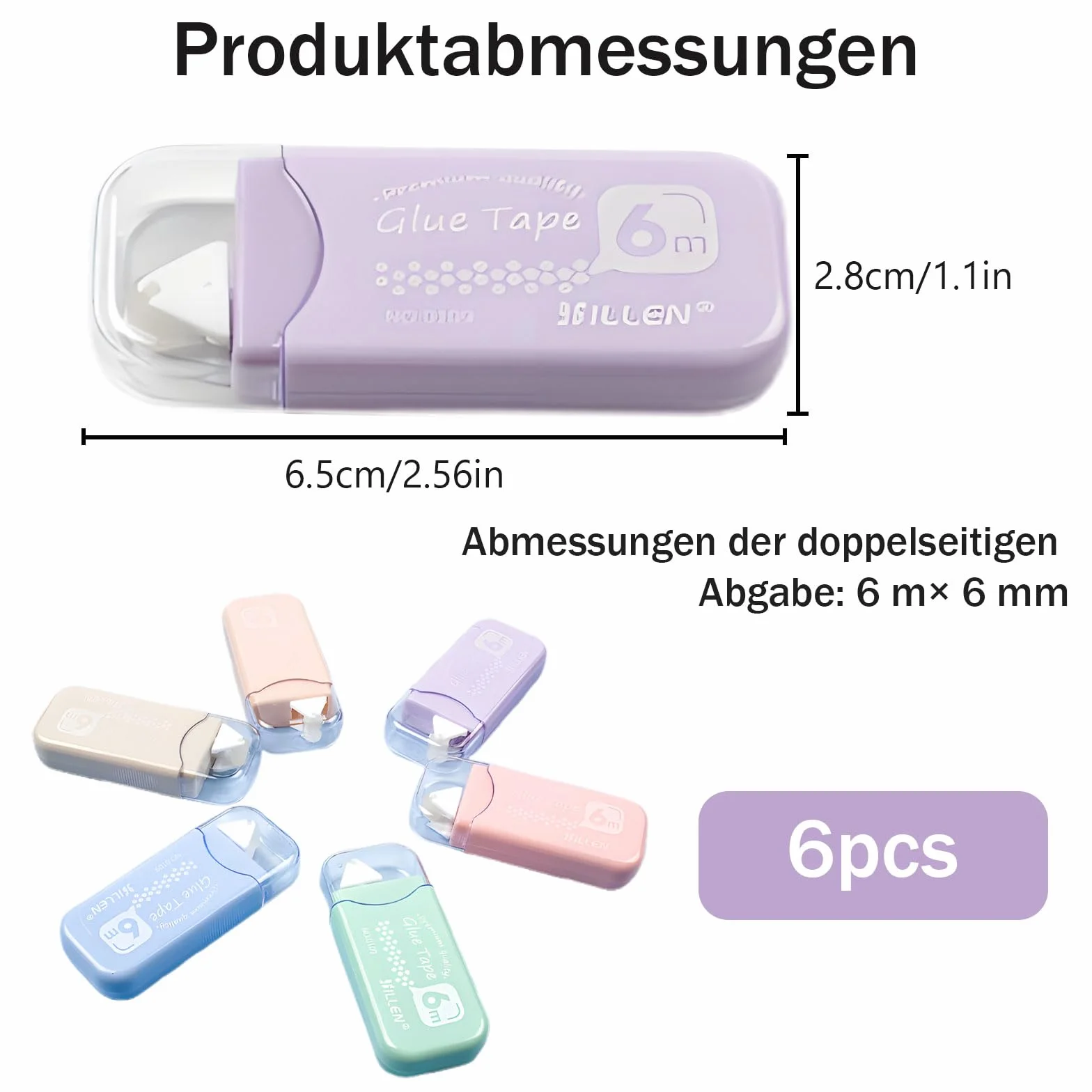 Dreamil Dwustronna taśma klejąca w rolce, 6 sztuk, samoprzylepna, przezroczysta, szerokość 6 mm x 6 m, mocny roller klejący do rzemiosła i biura.