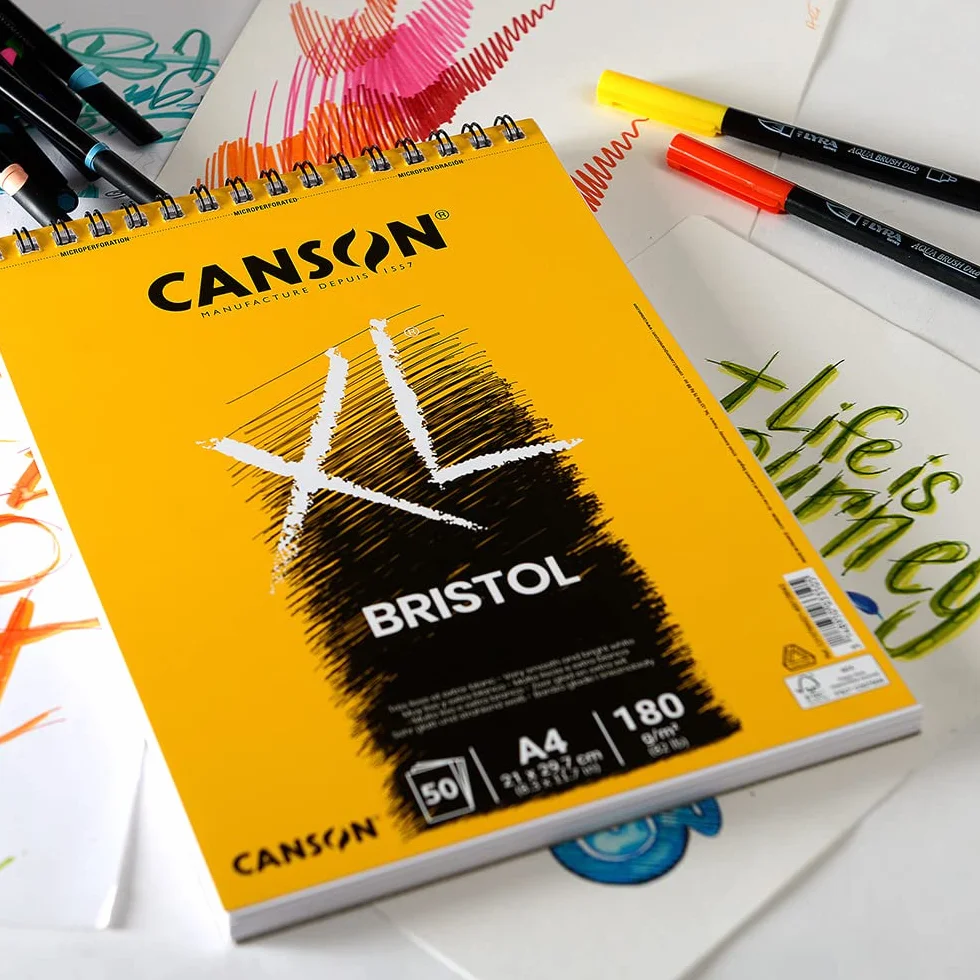 Canson XL Bristol blok do rysunku na spirali, A4, 50 arkuszy, 180 g/m², bardzo gładki