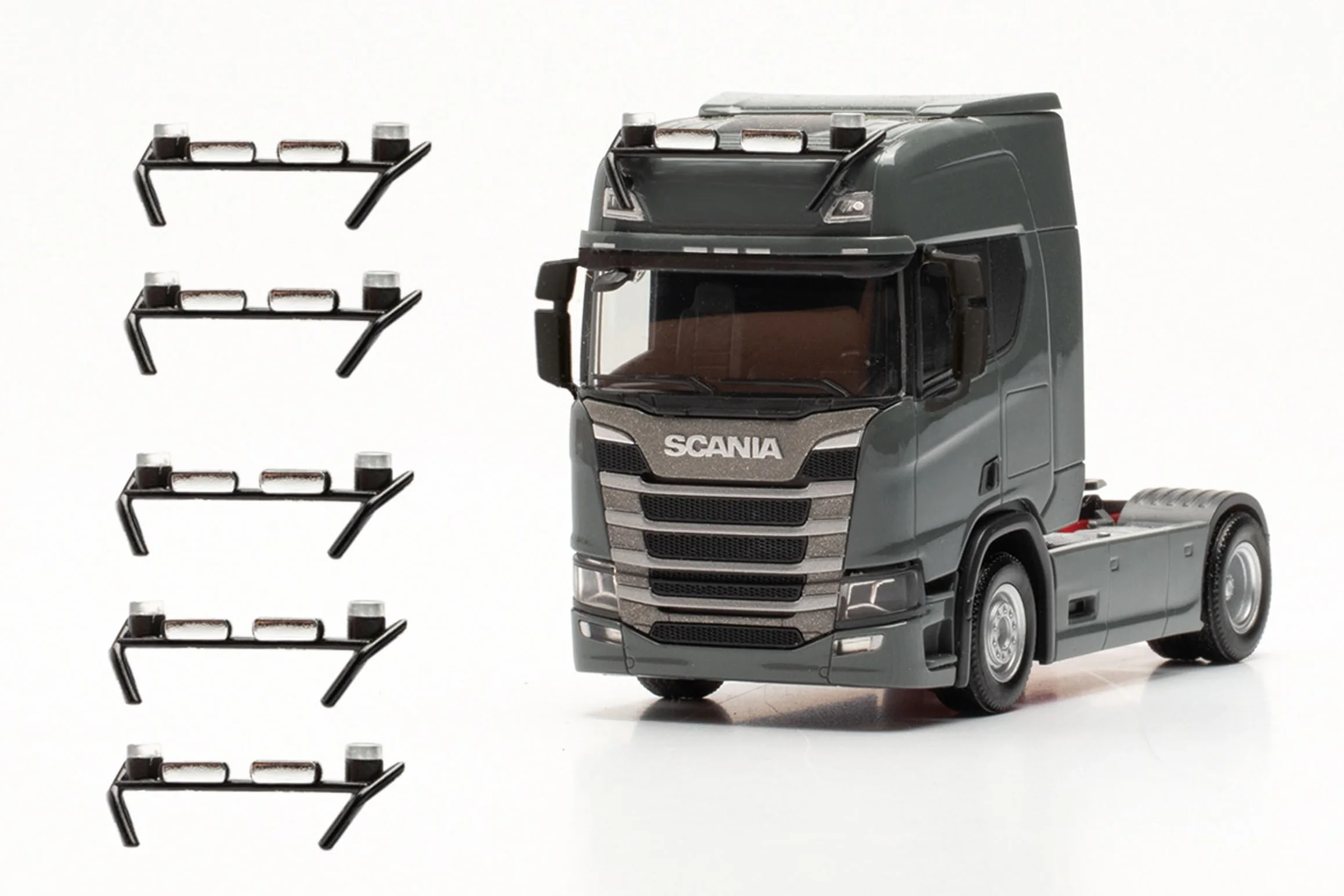 herpa 054263 wieszak do lamp ze światłami sygnałowymi do modelu ciężarówki, 6 szt. wierny oryginałowi w skali 1:87, model samochodu, akcesoria modelarskie, dekoracja, akcesoria do miniaturowych modeli