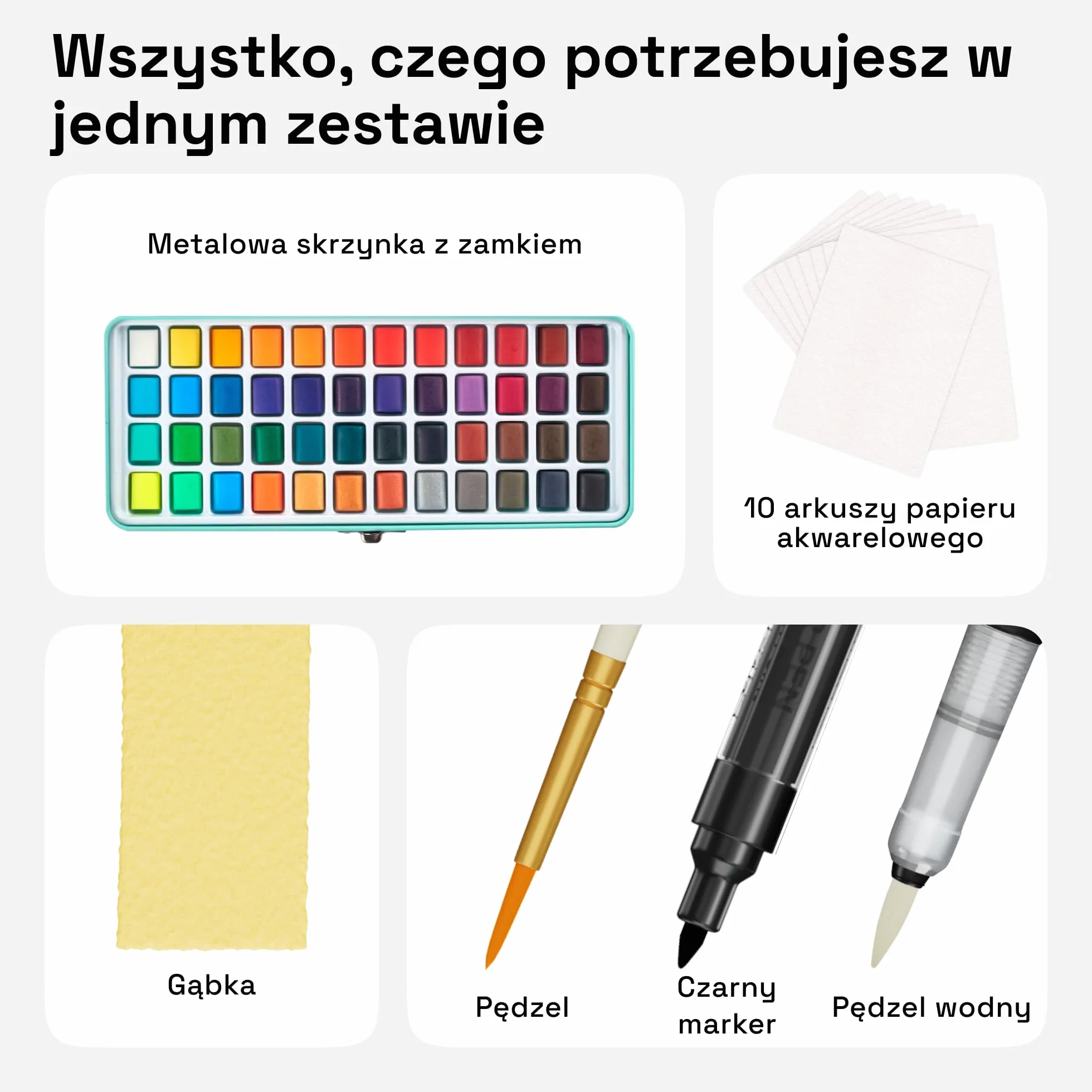 ARTISTRO Zestaw farb akwarelowych, 48 żywych kolorów w przenośnym pudełku, w tym kolory metaliczne i fluorescencyjne. Doskonały podróżny zestaw akwareli dla artystów, hobbystów amatorów i miłośników malarstwa.