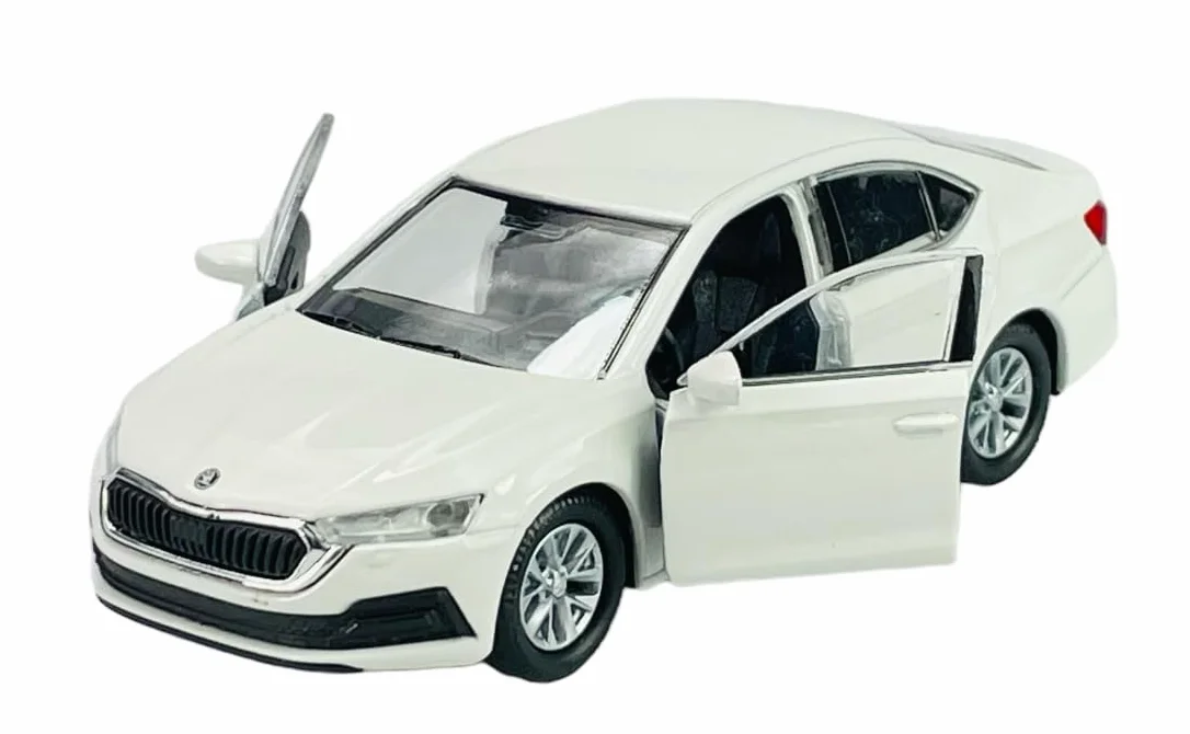 Welly 43806 model samochodu, kompatybilny z Skoda Octavia MK4 2019, biały, ok. 1/34-1/39, metalowy odlew