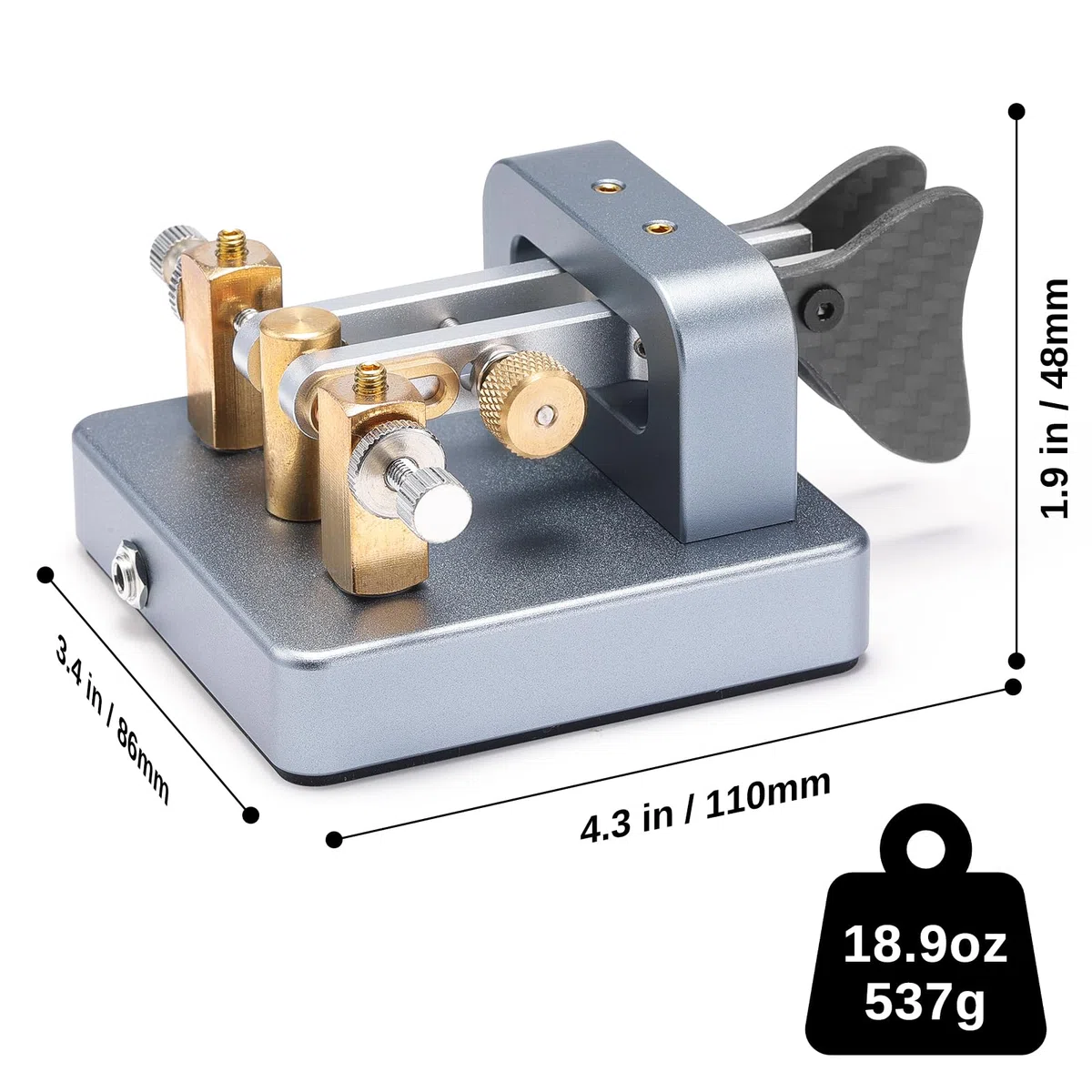 XIEGU VK-6 Iambic Klucz Telegraficzny CW Morse Code, Automatyczny Manipulator Dwudźwigniowy, Podstawa Aluminiowa CNC, Srebrzone Styki Miedziane, Jack 3.5mm, Kompatybilny z G90/X6100/X6200/X5105/G106