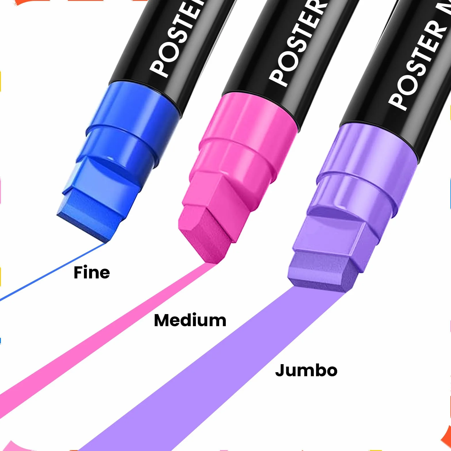 ZENO Jumbo akrylowe markery - 12 żywych kolorów, końcówka Chisel 3 w 1 15 mm, wodoodporne markery do drewna, tkanin, kamienia, szkła, rzemiosła i dzieci
