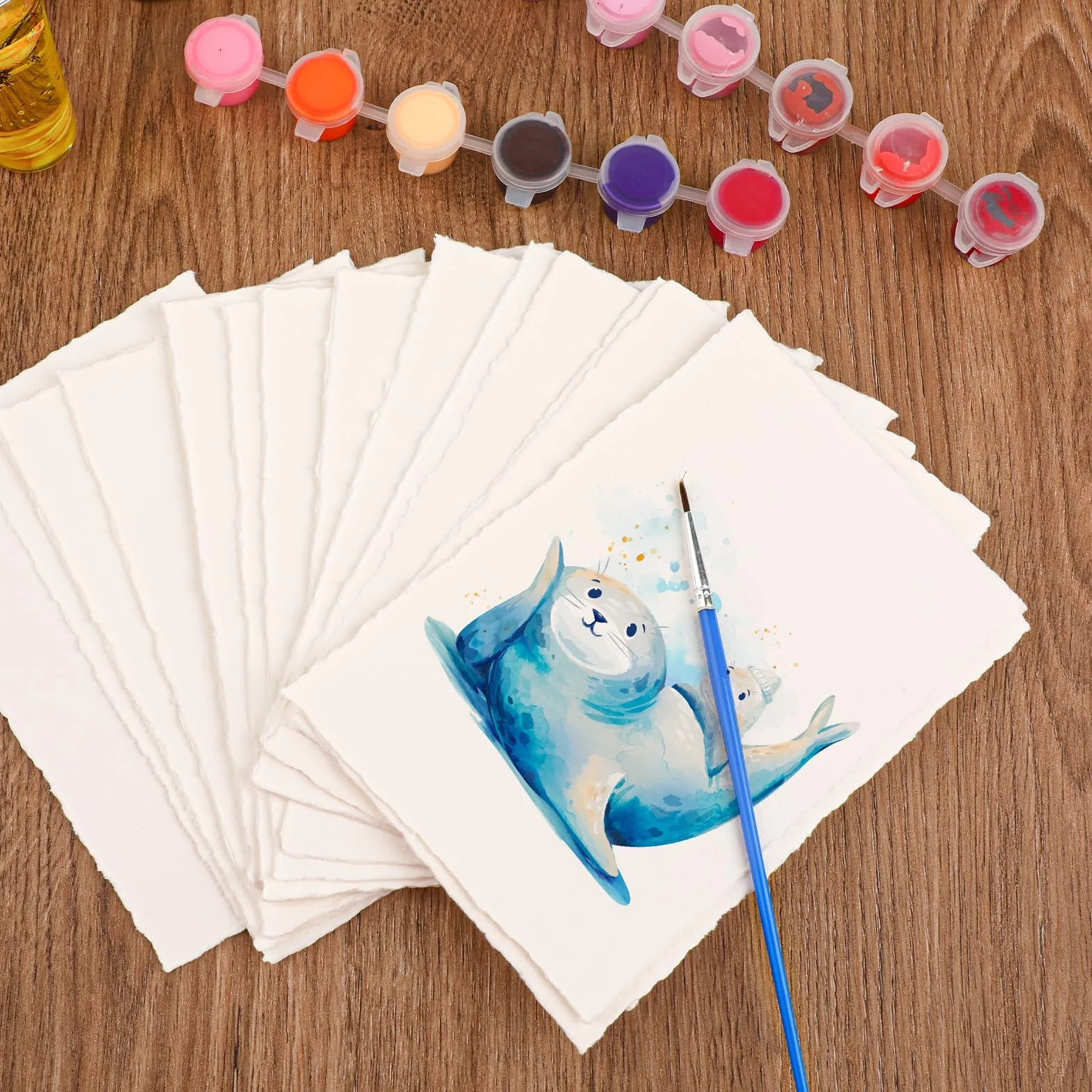 20 sztuk bawełnianego papieru akwarelowego, 15 x 10 cm z krawędzią, szorstki teksturowany 300 g/m², luzem, do pisania, kaligrafii, zaproszeń i rękodzieła (biały)