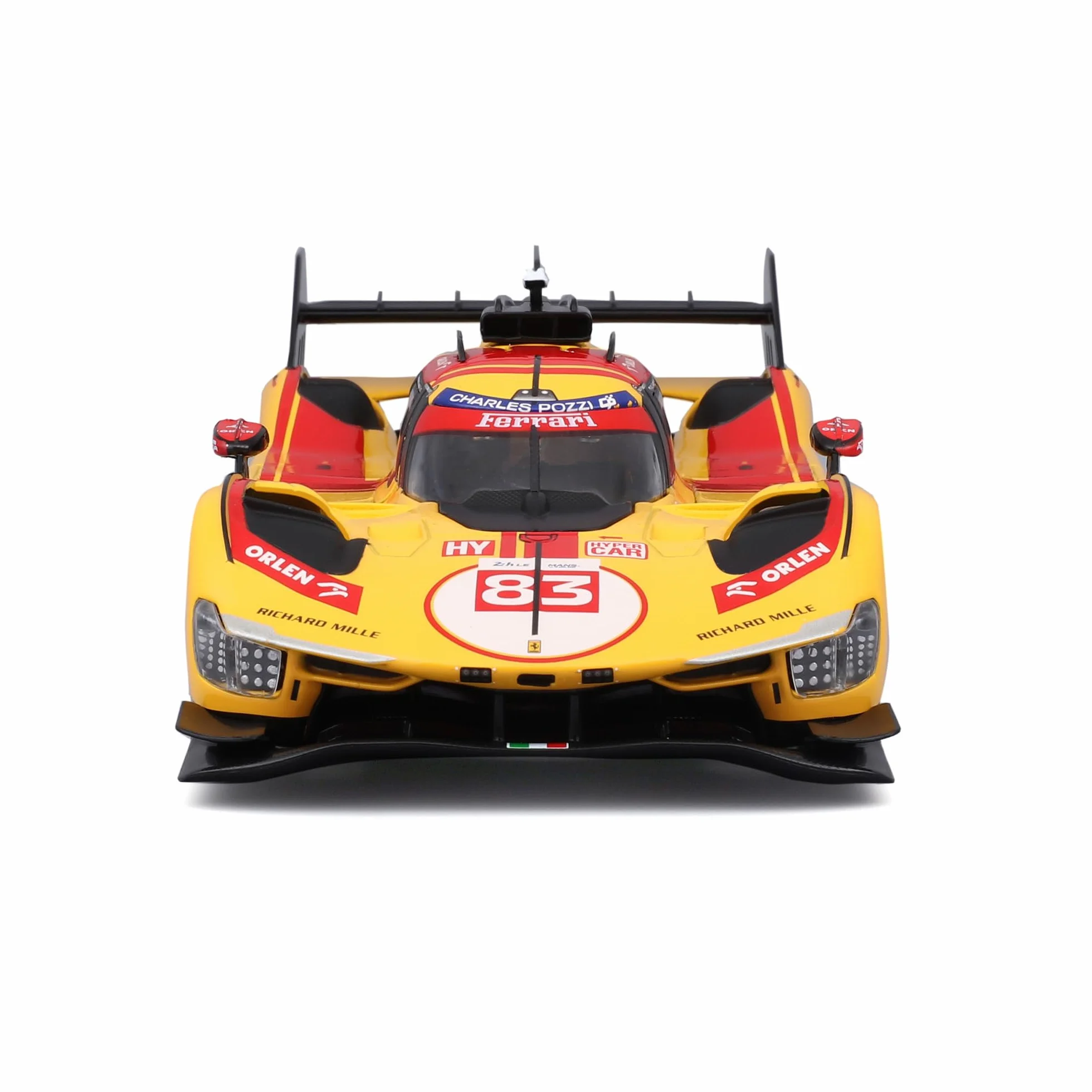 Bburago - Ferrari 499P 24H LMS Hypercar 2025#83, model diecast w skali 1:24, szczegółowa replika mistrza Le Mans, otwierane drzwi, oficjalna licencja Ferrari, zalecany wiek 3+ lata