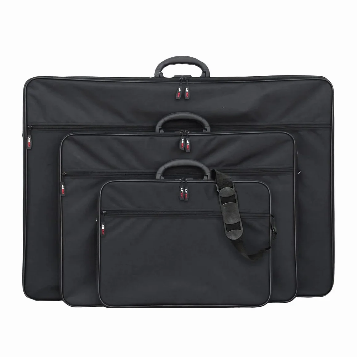 Artway - Portfolio Carry Case - Ramiona i paski wewnętrzne - duża teczka artystyczna z kieszeniami wewnętrznymi i zewnętrznymi, Czarny, A1, Nowoczesny