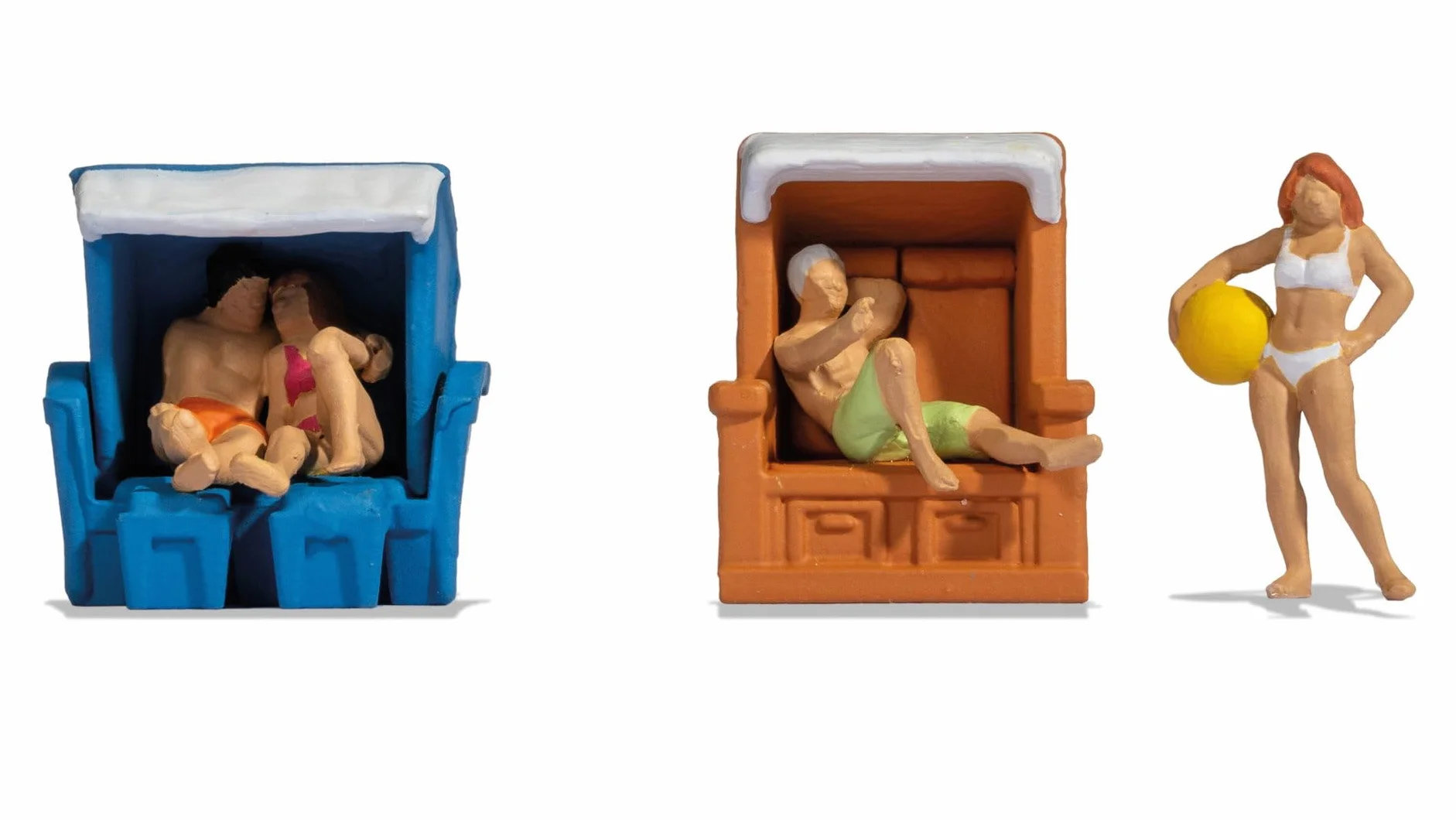 NOCH® Zestaw figurek "W koszu plażowym", z bogatymi w szczegóły figurkami, rozstaw kół H0 do relaksujących scen urlopowych na Twoim modelowym torze