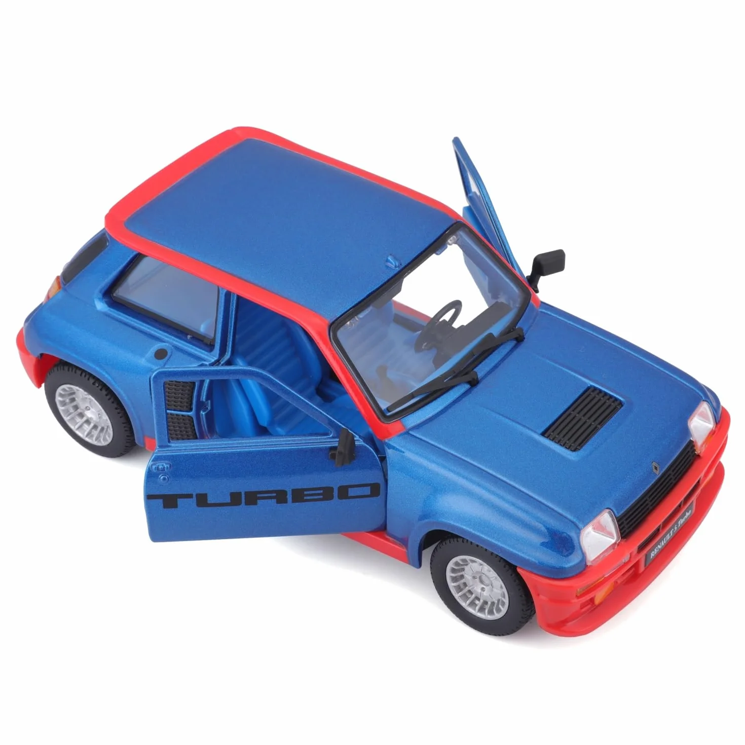 Bburago - Renault 5 Turbo, Samochód Diecast Skala 1:24, Szczegółowa Replika z Otwieranymi Drzwiami, Dostępny w Kolorze Niebieskim i Czerwonym, Licencja Renault, Wiek 3+