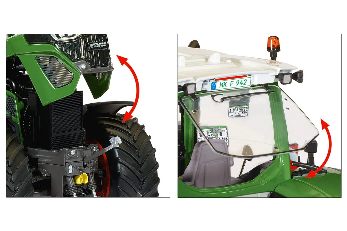 WIKING 077865 Fendt 942 Vario, Model traktora, 1:32, Metal,Tworzywo sztuczne, Od 14 lat, Liczne funkcje, Zdejmowane obciążenie przednie, Wymienne koła, Ruchome wahacze górny i dolny