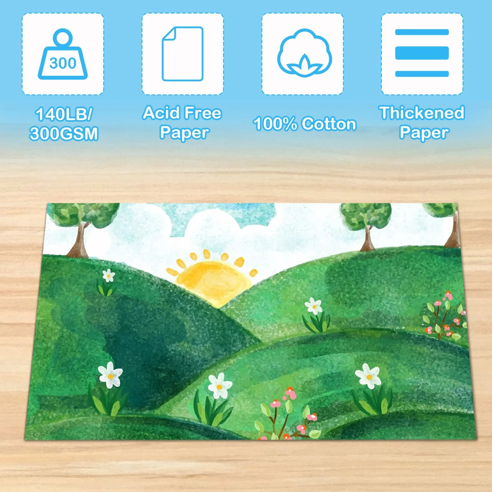 100 arkuszy papieru akwarelowego A6 300 g/m², puste kartki pocztowe papier akwarelowy biały blok papieru akwarelowego, 10,1 x 15,1 cm blok akwarelowy Watercolor Paper A6 karty akwarelowe do akwareli
