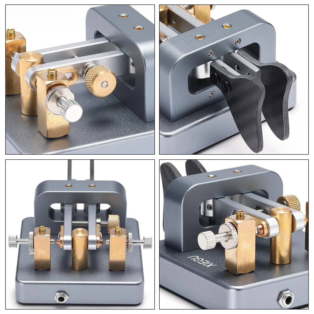 XIEGU VK-6 Iambic Klucz Telegraficzny CW Morse Code, Automatyczny Manipulator Dwudźwigniowy, Podstawa Aluminiowa CNC, Srebrzone Styki Miedziane, Jack 3.5mm, Kompatybilny z G90/X6100/X6200/X5105/G106