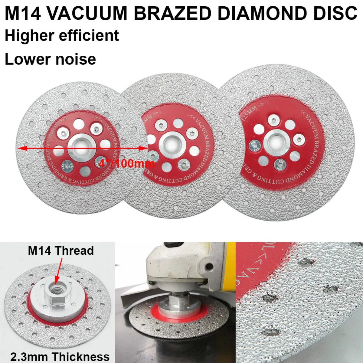 Diamentowa tarcza szlifierska, tarcza szlifierska 2 sztuki najwyższej jakości, średnica 4,5"/115mm, dwustronna, lutowana próżniowo diamentowa tarcza tnąca i szlifierska z gwintem M14