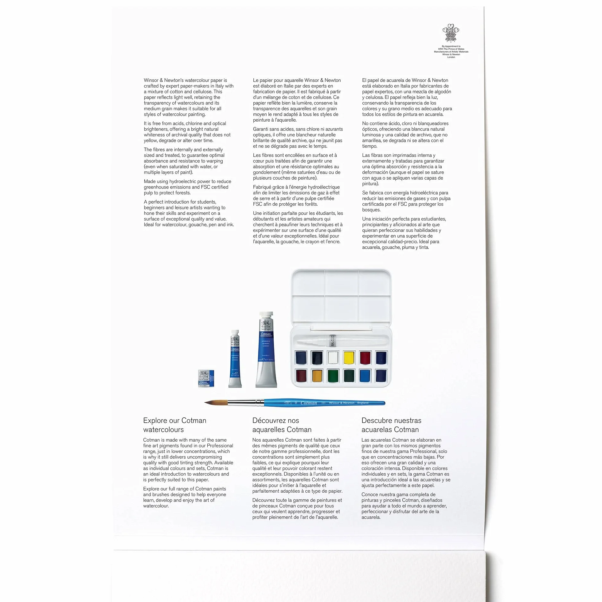 Winsor & Newton Papier Akwarelowy, Papier, Biały, 12 arkuszy A3, 300 g/m²