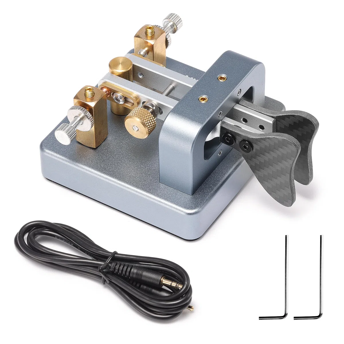XIEGU VK-6 Iambic Klucz Telegraficzny CW Morse Code, Automatyczny Manipulator Dwudźwigniowy, Podstawa Aluminiowa CNC, Srebrzone Styki Miedziane, Jack 3.5mm, Kompatybilny z G90/X6100/X6200/X5105/G106