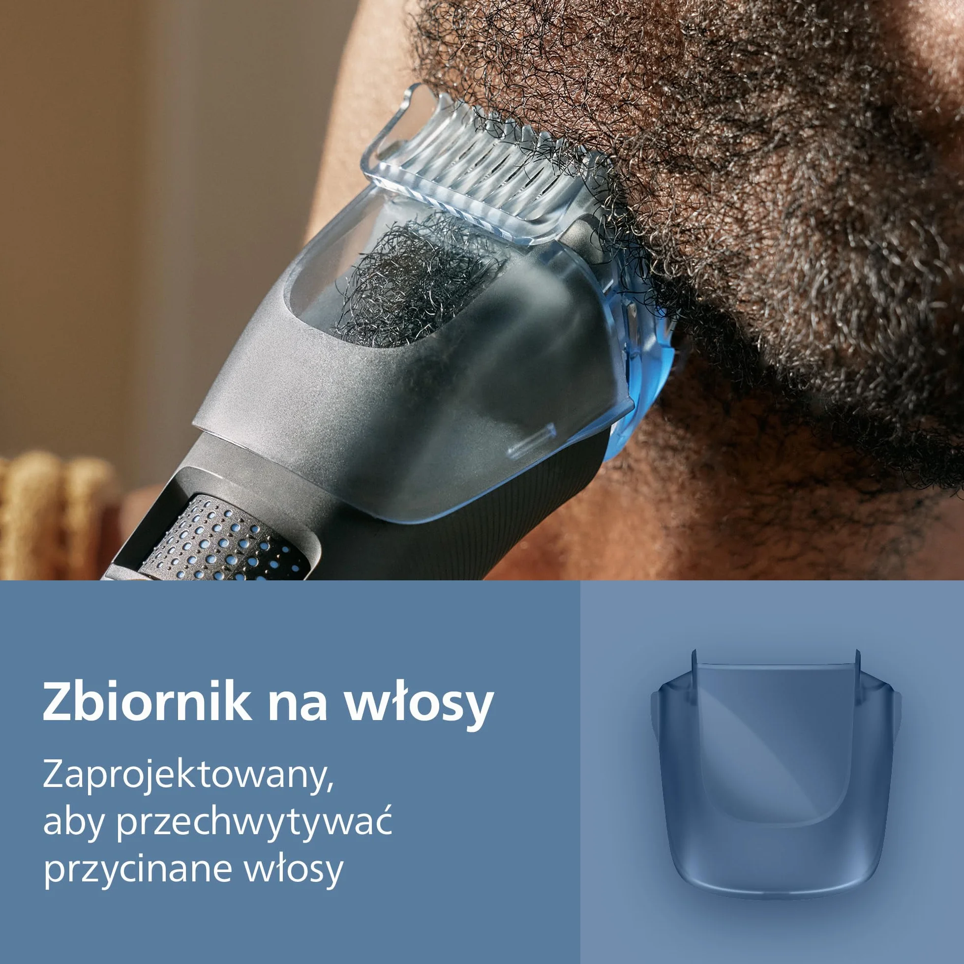 Trymer do brody Philips z serii 5000 – samoostrzące się metalowe ostrza, 40 ustawień długości, technologia BeardSense, zbiornik na włosy, 100% wodoodporności, etui podróżne, model BT5765/15