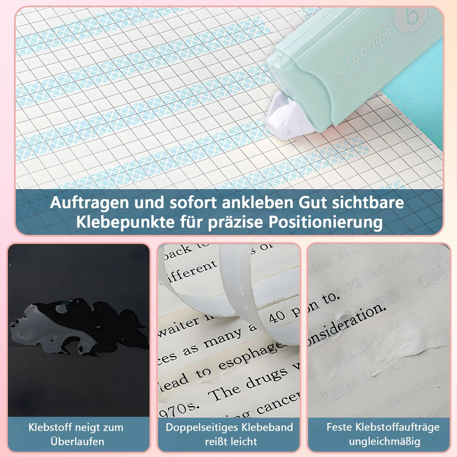 Dreamil Dwustronna taśma klejąca w rolce, 6 sztuk, samoprzylepna, przezroczysta, szerokość 6 mm x 6 m, mocny roller klejący do rzemiosła i biura.