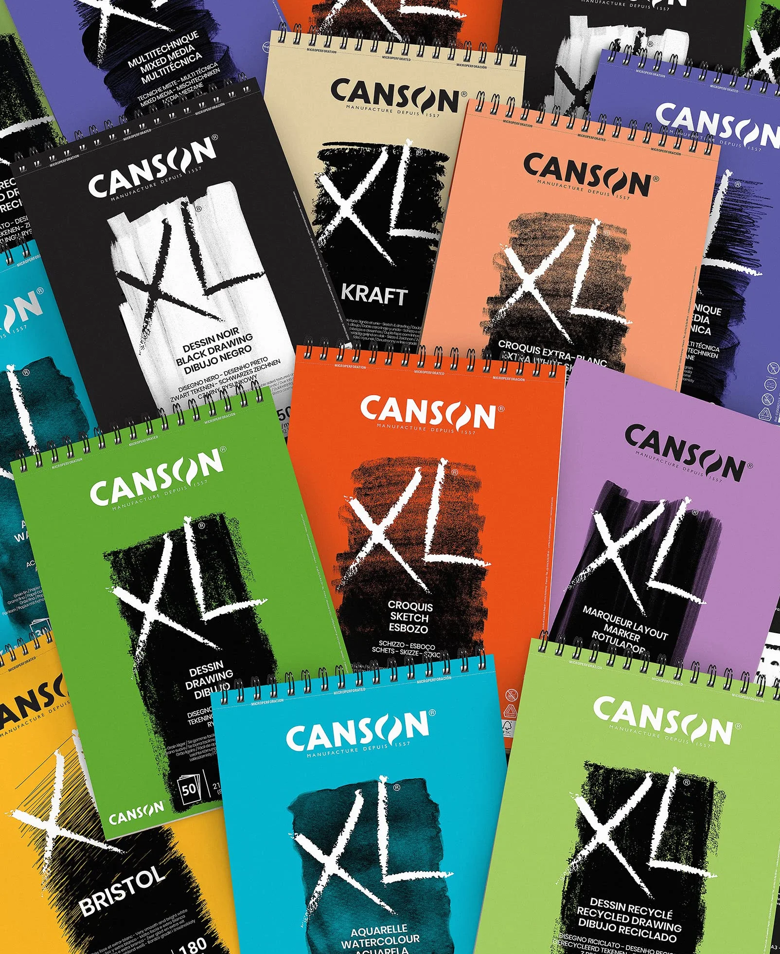 Canson XL Dessin blok do rysunku na spirali, A4, 50 arkuszy, 160 g/m², lekko ziarnisty