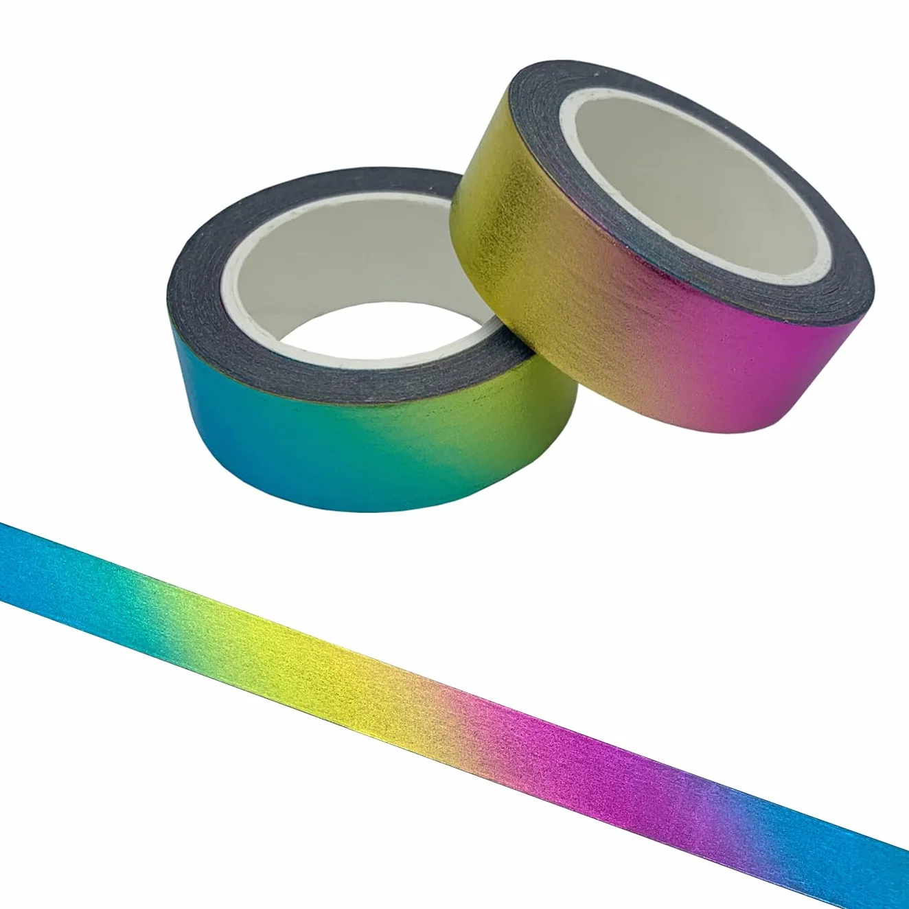 aufodara Taśma samoprzylepna Washi, 2 rolki, 10 m x 15 mm, brokat, metaliczna złota taśma klejąca, "zrób to sam" (tęcza)