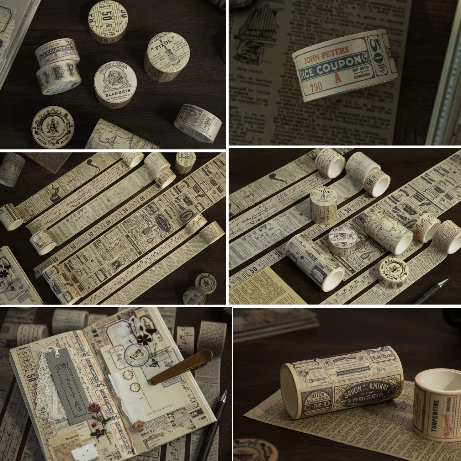 10 rolek (łącznie 30 m) zestaw taśm Washi w stylu vintage, taśma maskująca, nostalgiczny styl, naklejka dekoracyjna do majsterkowania, scrapbookingu, pamiętnika, planera, pakowania prezentów