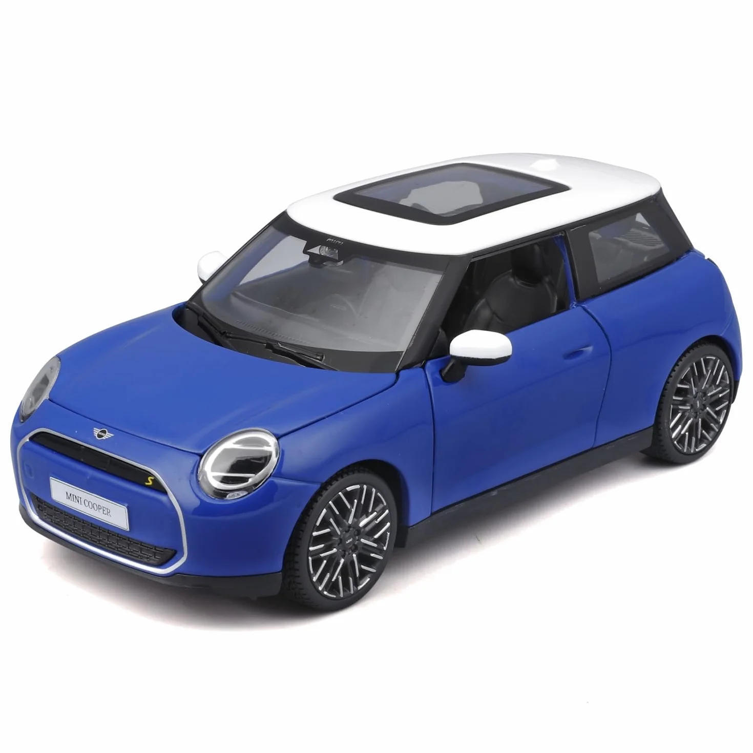 Maisto - MINI Cooper SE 2024 (J01), samochód diecast w skali 1:24, kolor niebieski, szczegółowa replika nowej wersji elektrycznej, otwierane drzwi i maska, zalecany wiek 3+ lata