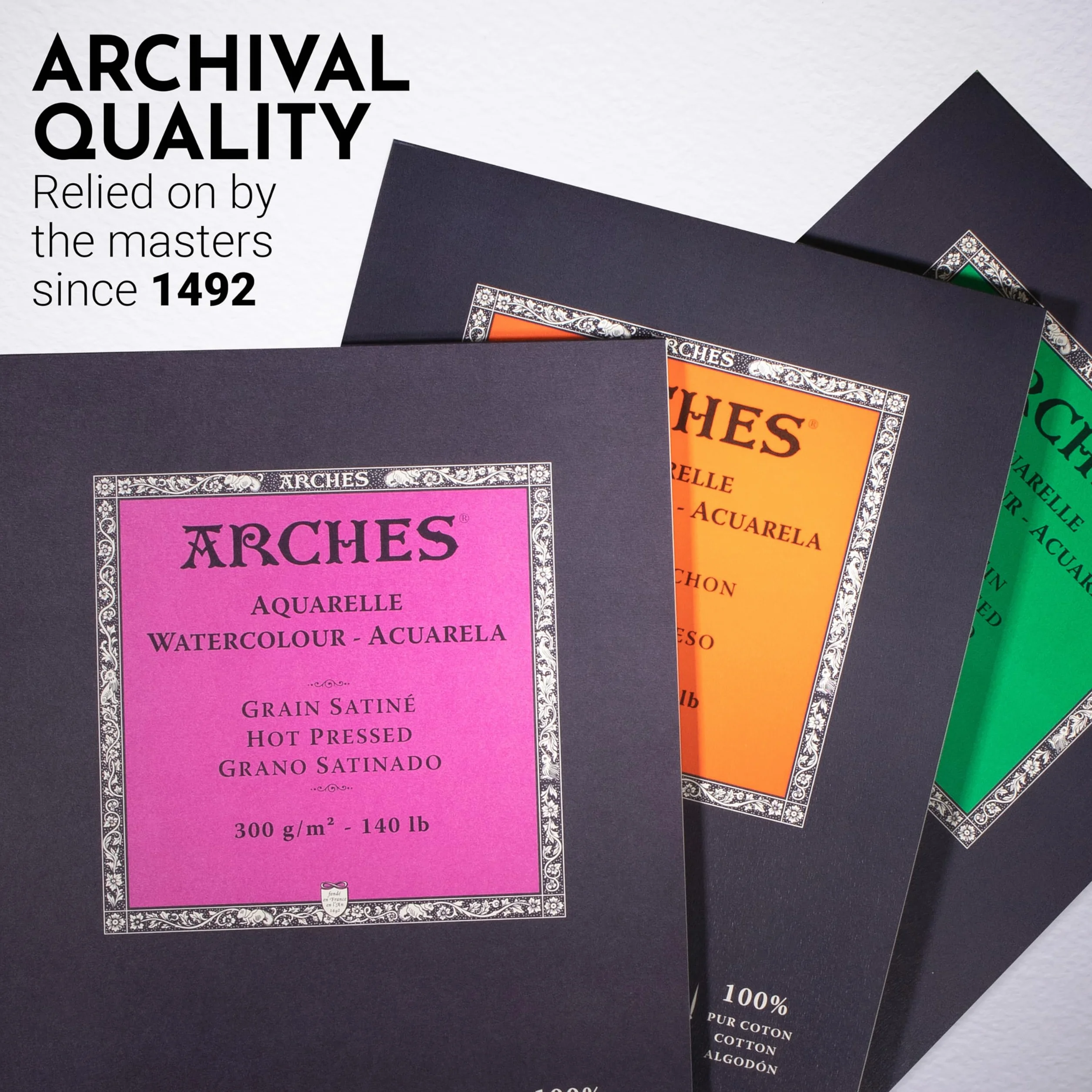 ARCHES A1795099 akwarele 100% satyna 300 g blok klejony A3 12 arkuszy naturalny biały