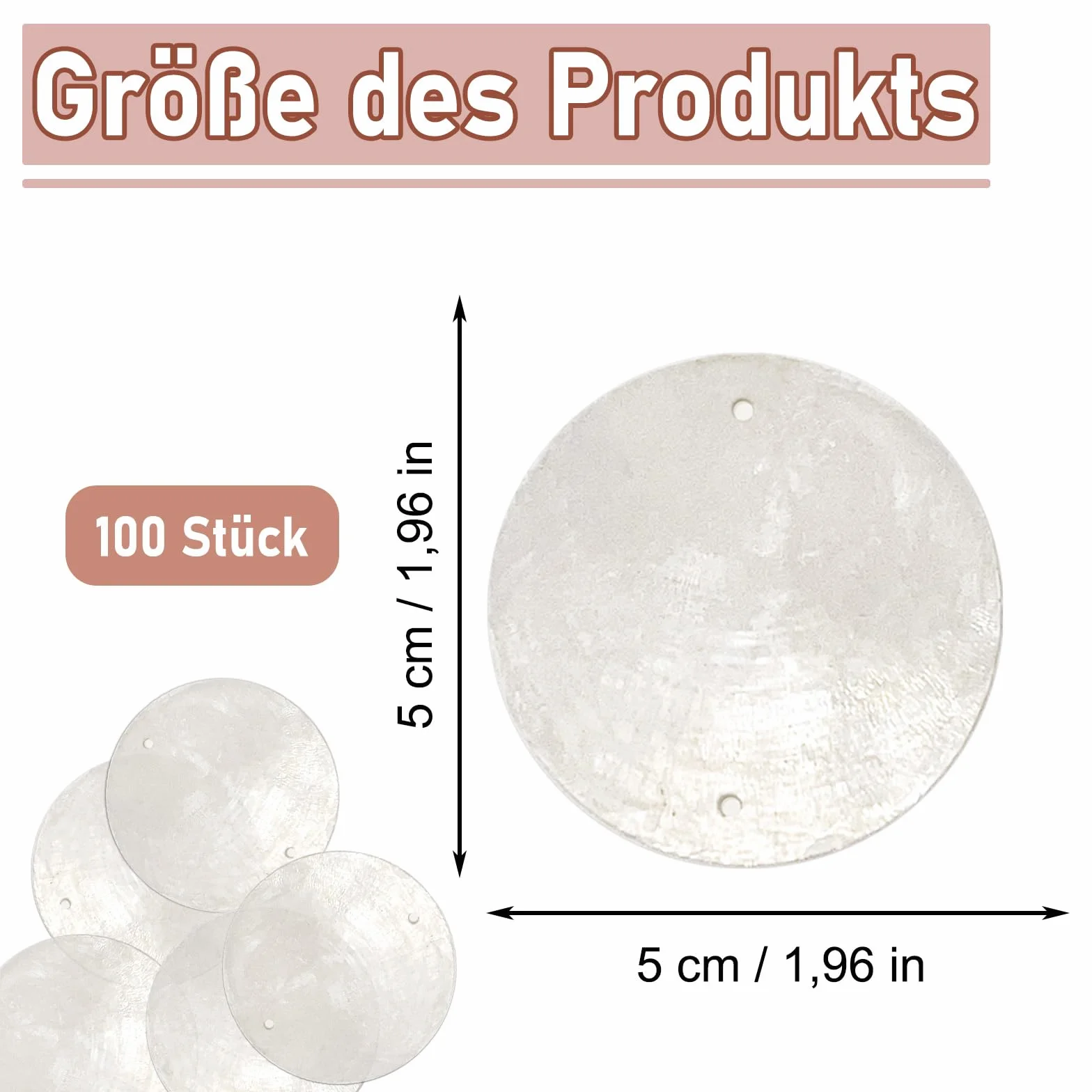 100 sztuk muszli z masy perłowej, okrągłe krążki z masy perłowej, zawieszki w stylu retro, z dwoma otworami, do zasłon z muszli, majsterkowania, dekoracji domu (białe)
