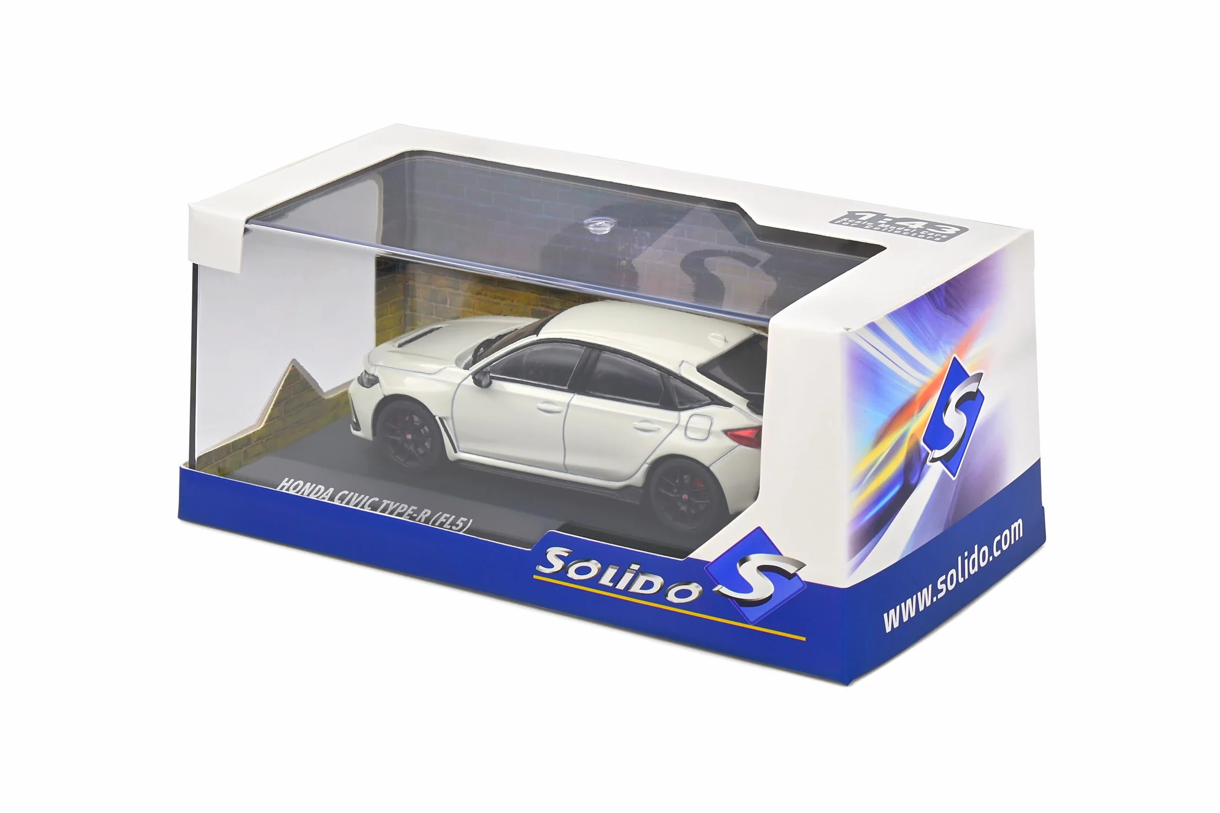 Solido 1:43 Honda Civic Type R 2022 biały – model samochodu Die-Cast, karton okienny z cokołem z tworzywa sztucznego, 421438110