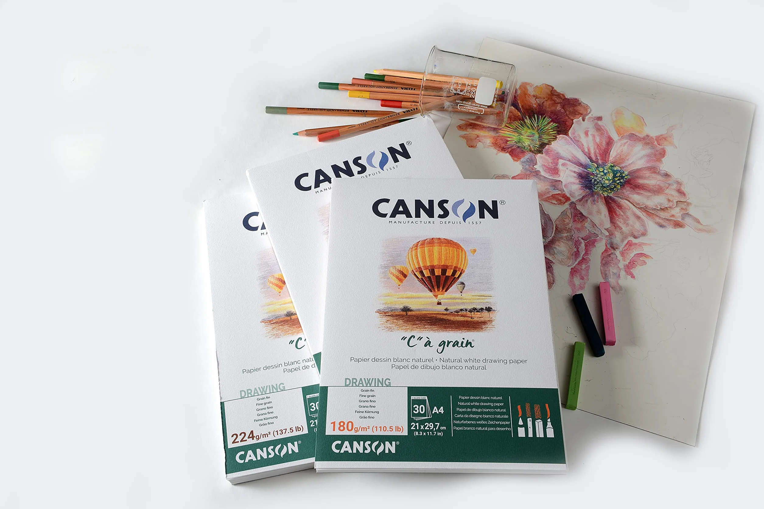 Canson C à grain blok do rysunku klejony, A3, 30 arkuszy, 224 g/m², lekko ziarnisty