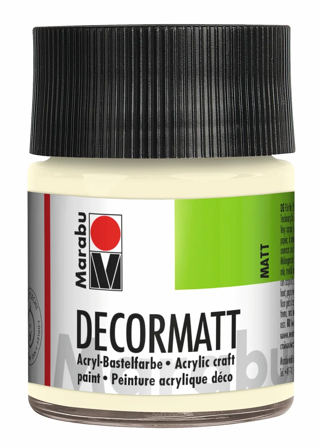 Marabu 14010005271 - Decormatt akrylowa kość słoniowa 271, 50 ml, aksamitnie matowa farba akrylowa na bazie wody, kremowa i intensywne kolory, odporna na ślinę, odporna na warunki atmosferyczne, do malowania i szablonów