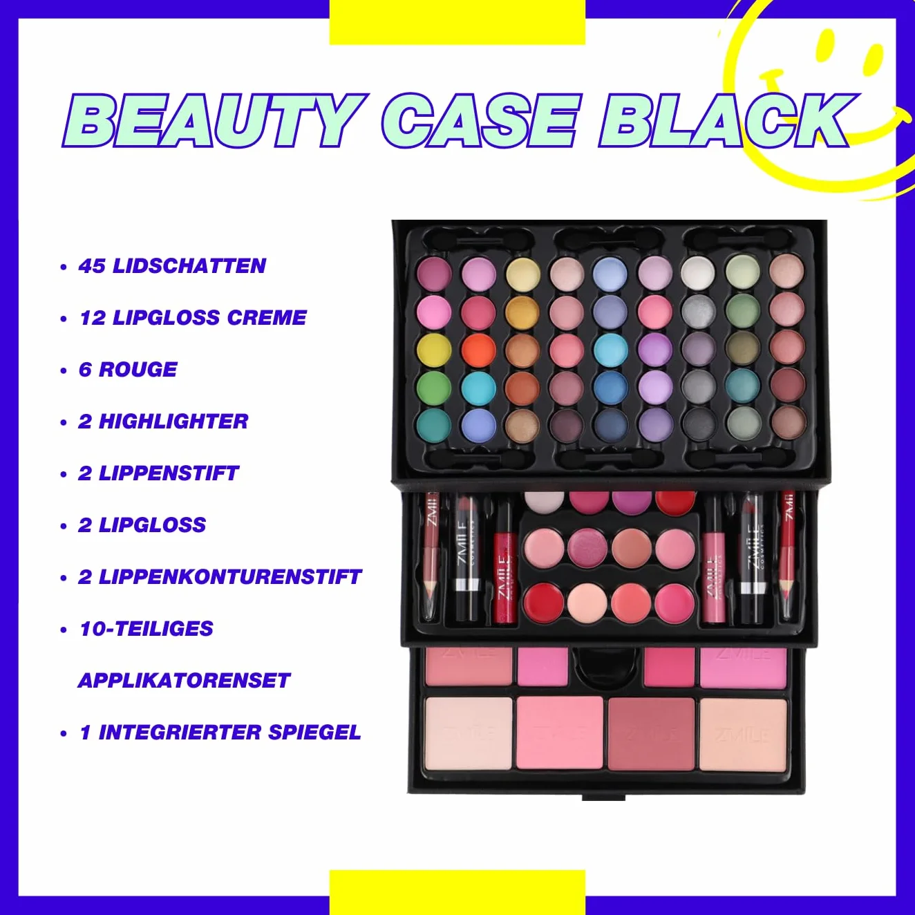 ZMILE Cosmetics Zestaw do Makijażu, Black, Kosmetyki Wegańskie