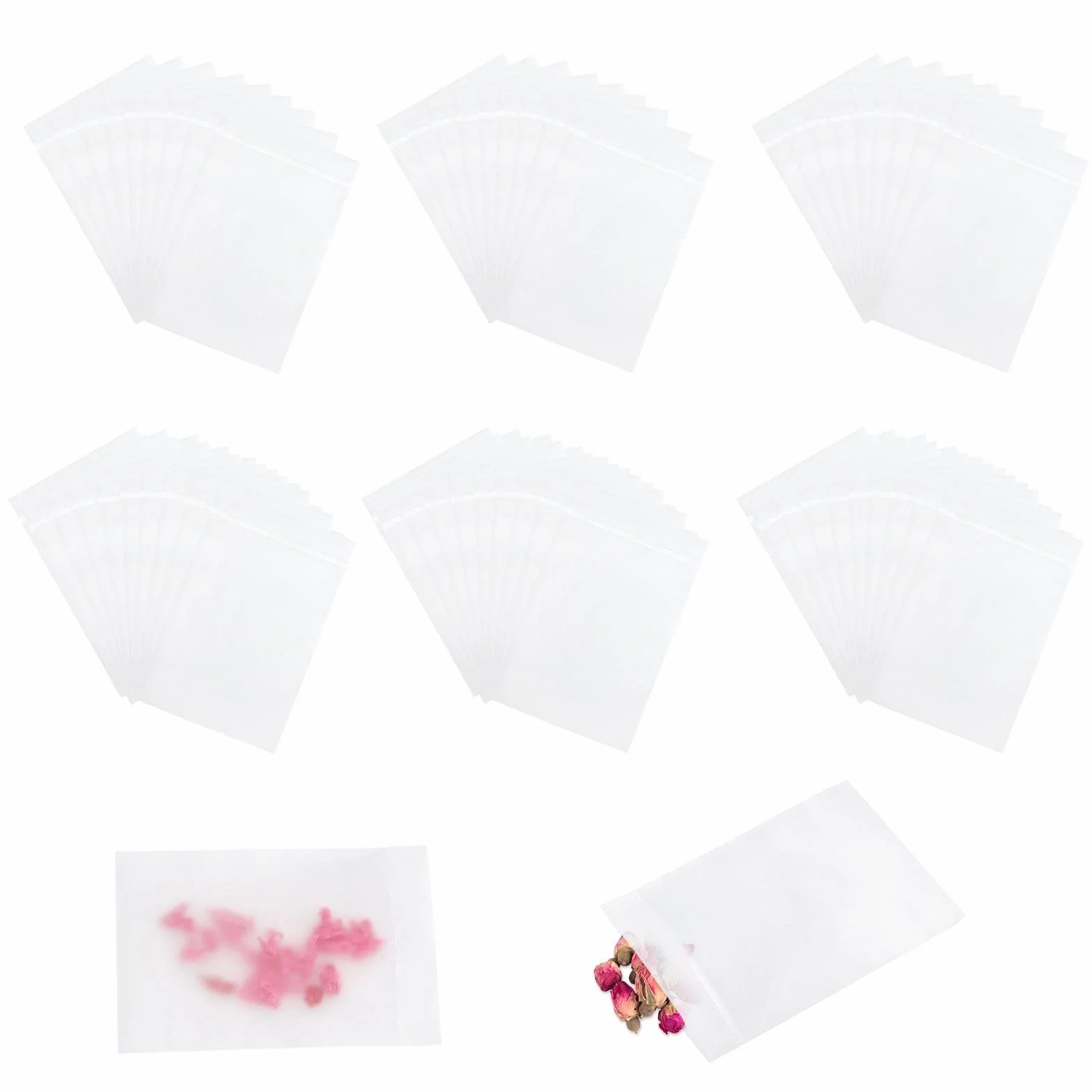 150 sztuk torebek z zamkiem błyskawicznym, małe torebki Baggies, woreczki z możliwością ponownego zamknięcia, torebki pergaminowe, plastikowe torebki na drobiazgi, biżuteria, torebki strunowe
