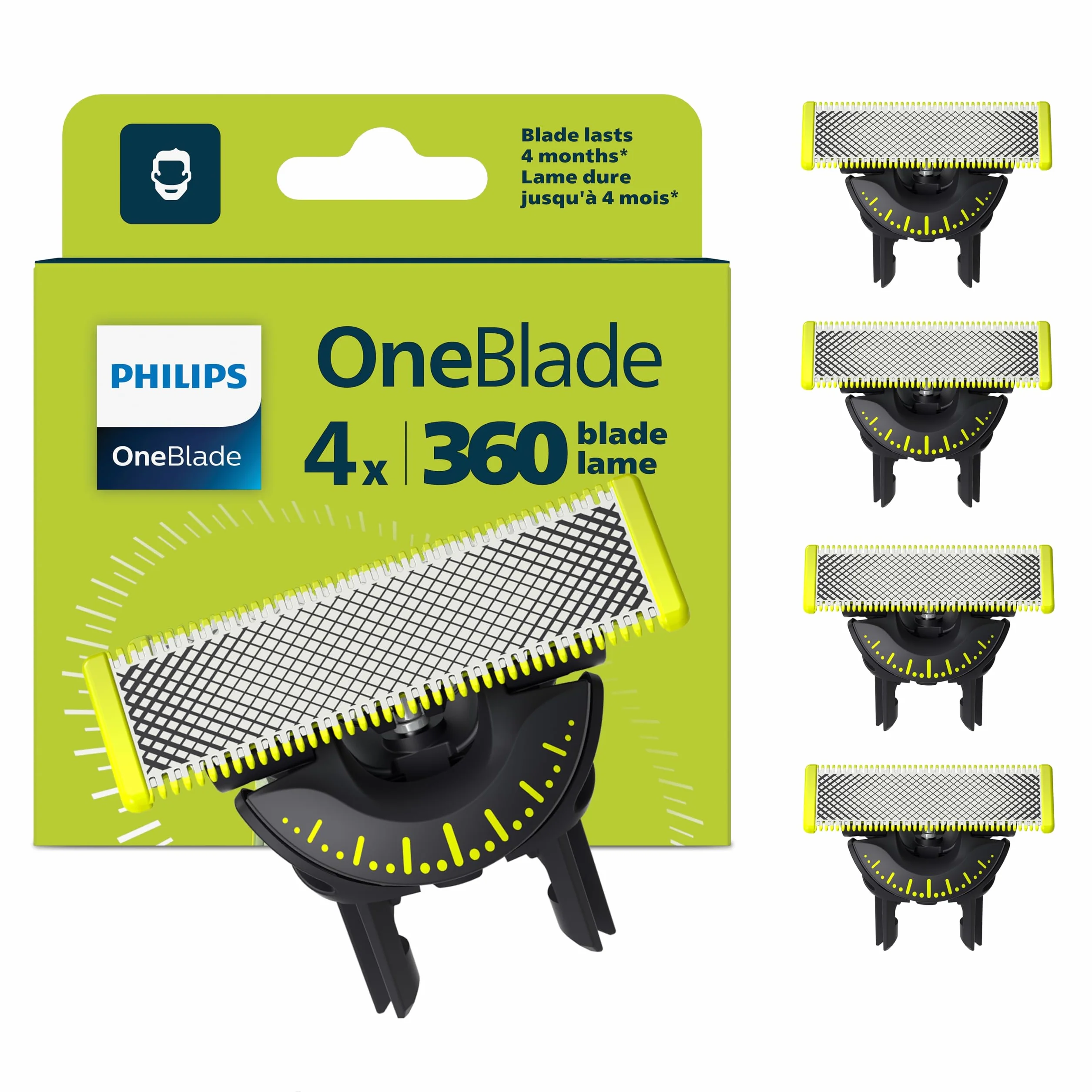 Philips Oryginalne ostrza wymienne OneBlade 360, do golarki hybrydowej OneBlade, 4 sztuki, model QP440/50