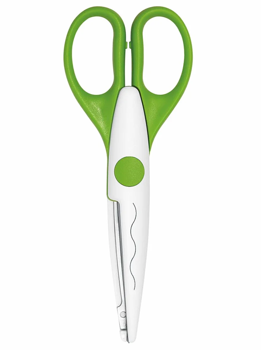 Wedo 771901 nożyczki kreatywne (z cięciem falistym, rozmiar 16 cm), uchwyty zielone