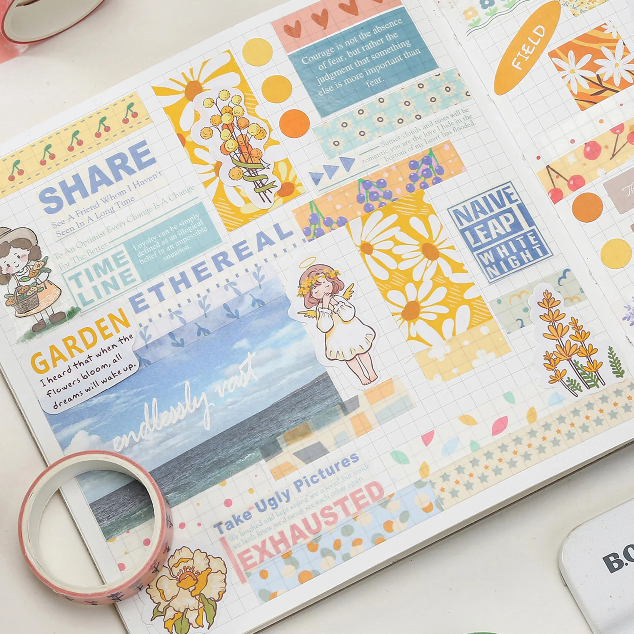 Zestaw 30 rolek taśm Washi, kreatywnych, cienkich, dekoracyjnych taśm do sztuki, rzemiosła DIY, bullet journals, planera, scrapbookingu, opakowania (kawaii One)