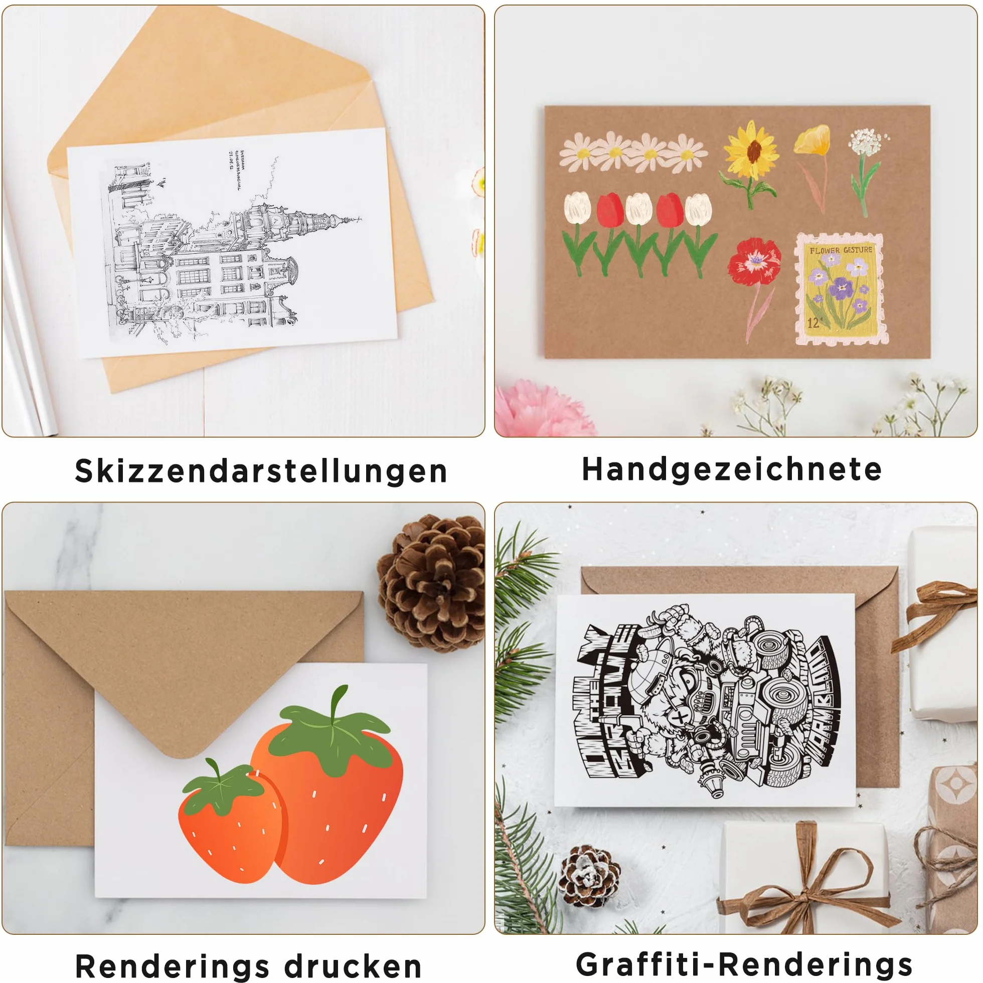 YSDMY 100 arkuszy papieru siarczanowego A6, 350 g/m², 14,5 x 9,5 cm, brązowy + biały