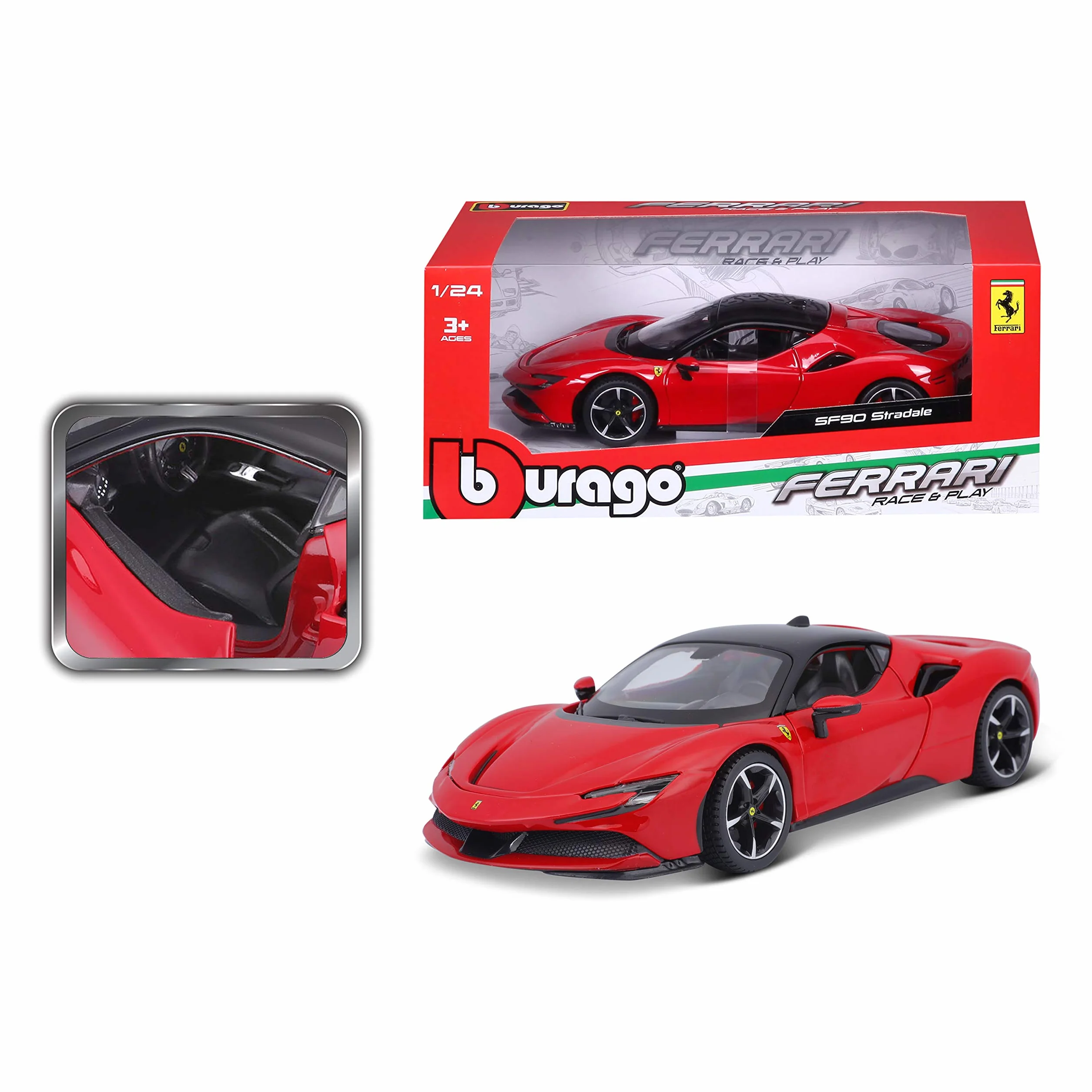 18-26028 Bburago Ferrari R&P - SF90 Stradale - skala 1:24 - kolor czerwony - model metalowy